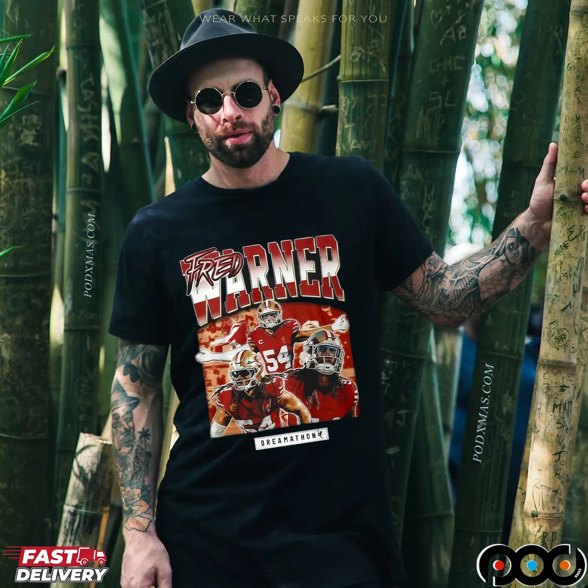 Skyy Moore Wearing Fred Warner Dreamathon T Shirt