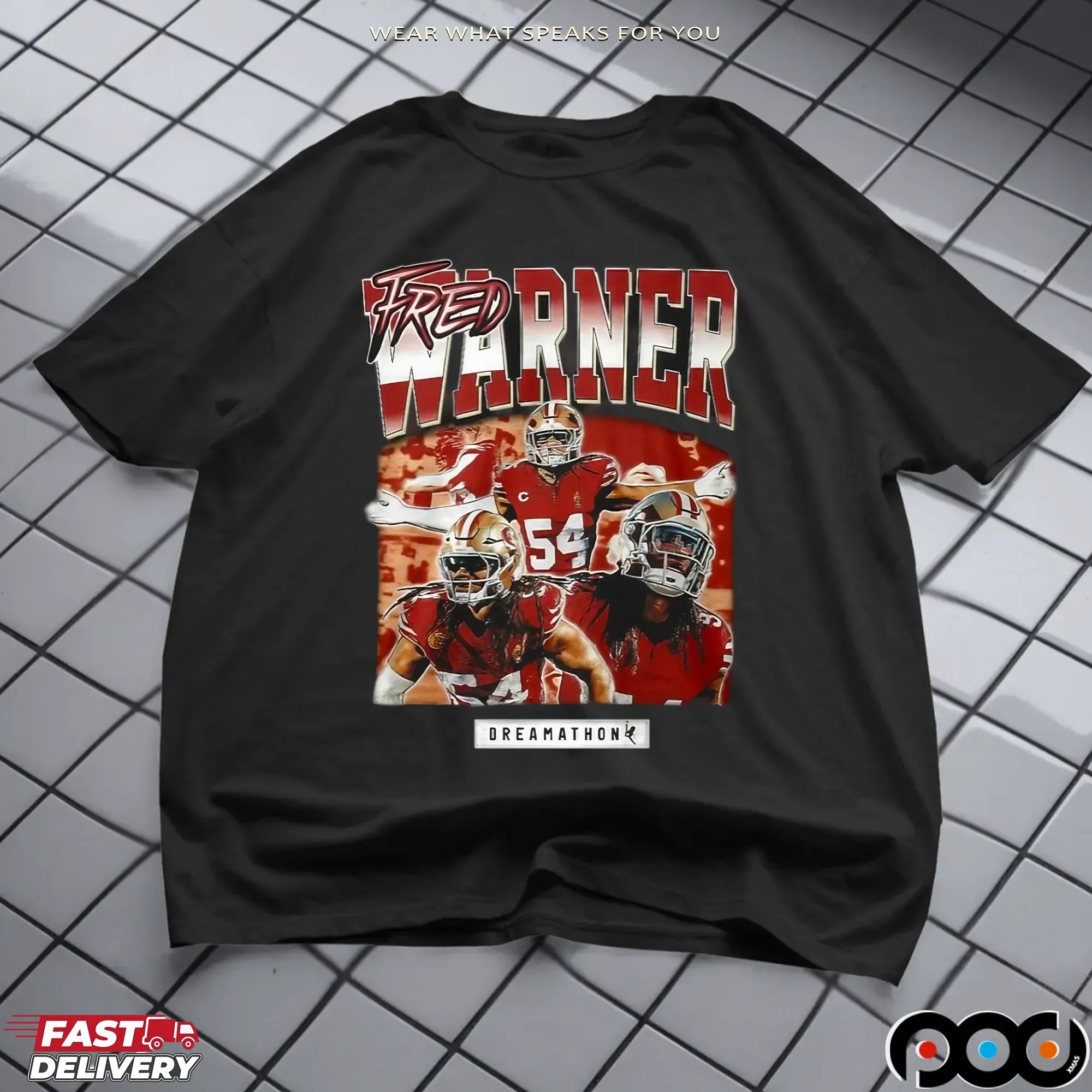 Skyy Moore Wearing Fred Warner Dreamathon T Shirt