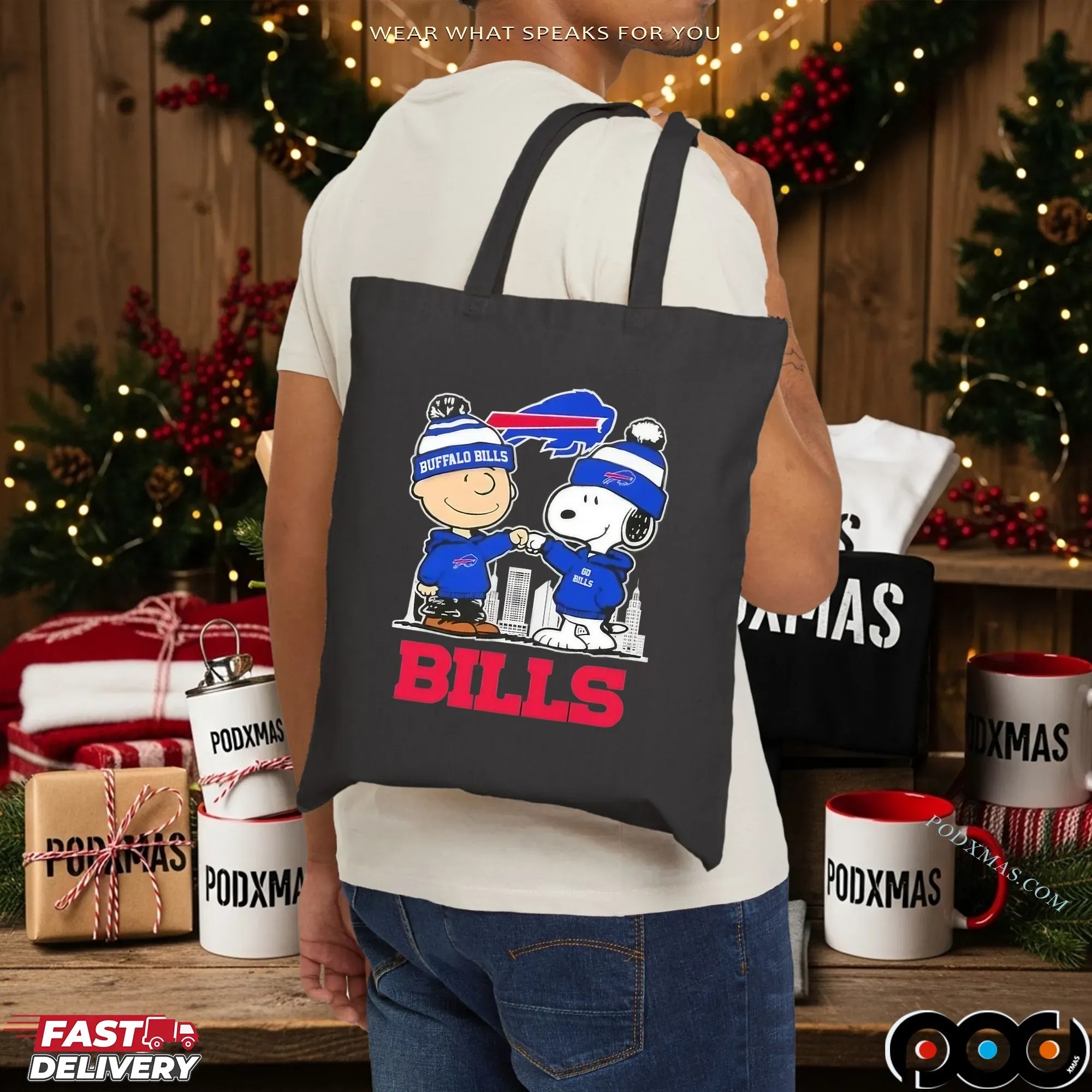 Snoopy And Charlie Brown Buffalo Bills Football Skyline Cartoon Mashup T Shirt