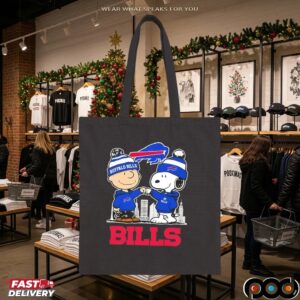 Snoopy And Charlie Brown Buffalo Bills Football Skyline Cartoon Mashup T Shirt