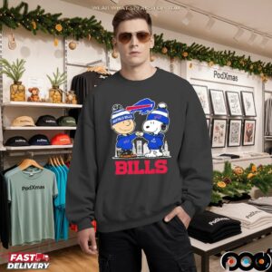 Snoopy And Charlie Brown Buffalo Bills Football Skyline Cartoon Mashup T Shirt