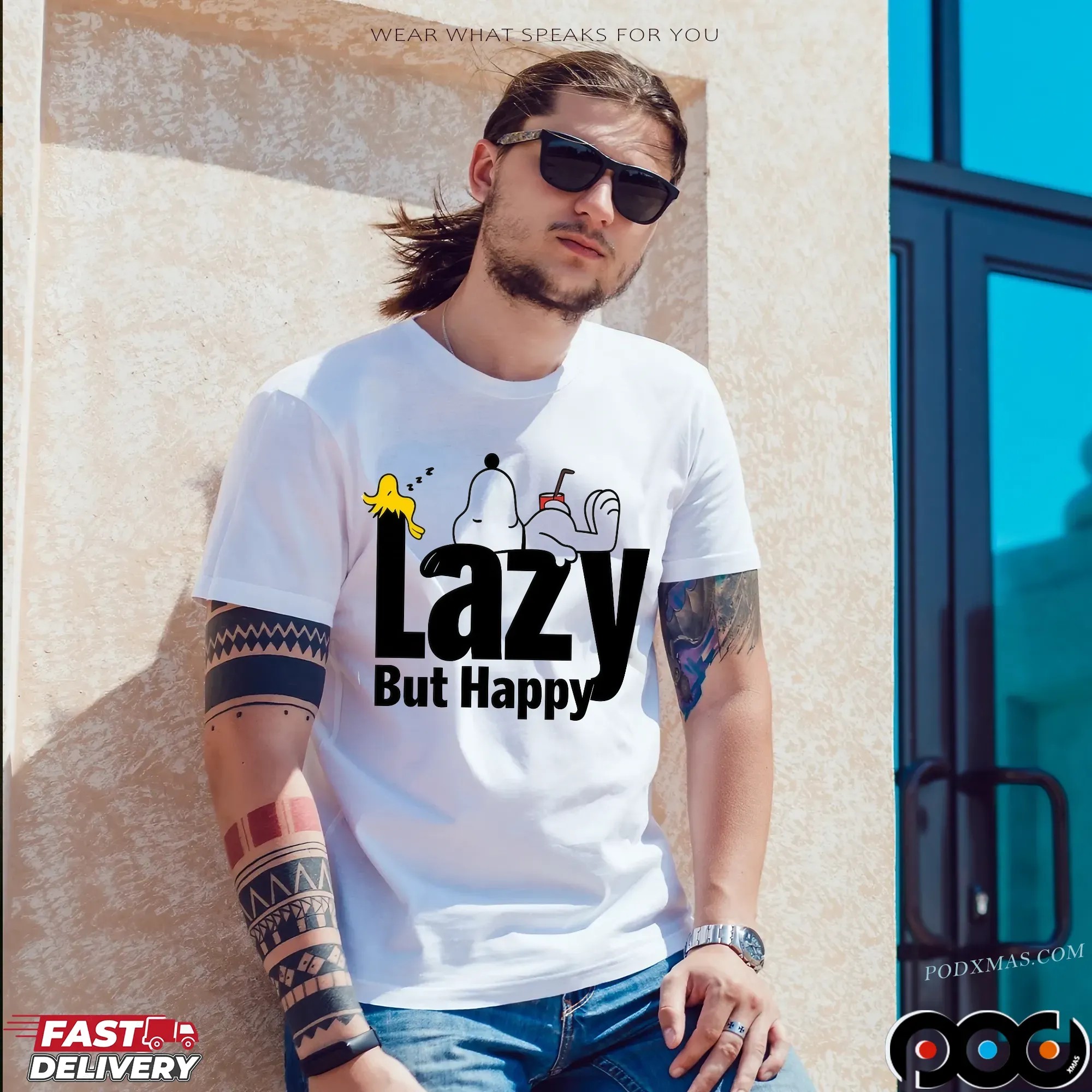Snoopy And Woodstock Lazy But Happy Meme T Shirt