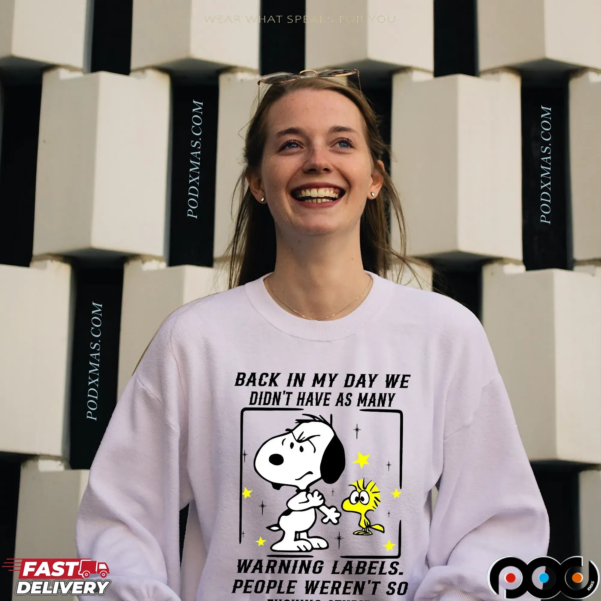 Snoopy And Woodstock The Peanuts Back In My Day We Didn't Have As Many Warning Labels People Weren't So Fucking Stupid T Shirt