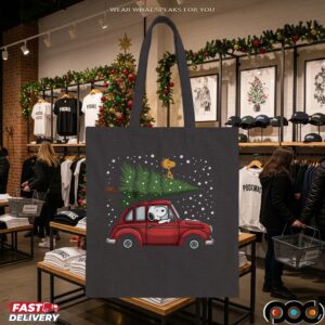 Snoopy Driving Car With Woodstock And Christmas Tree 2025 Christmas Peanuts Holiday T Shirt
