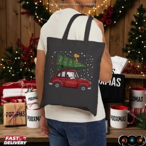 Snoopy Driving Car With Woodstock And Christmas Tree 2025 Christmas Peanuts Holiday T Shirt