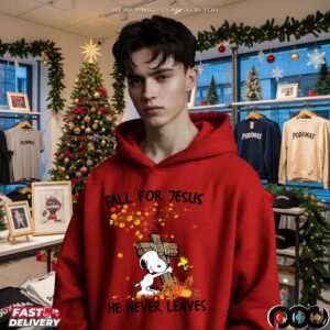 Snoopy Fall For Jesus He Never Leave Christian Halloween T Shirt