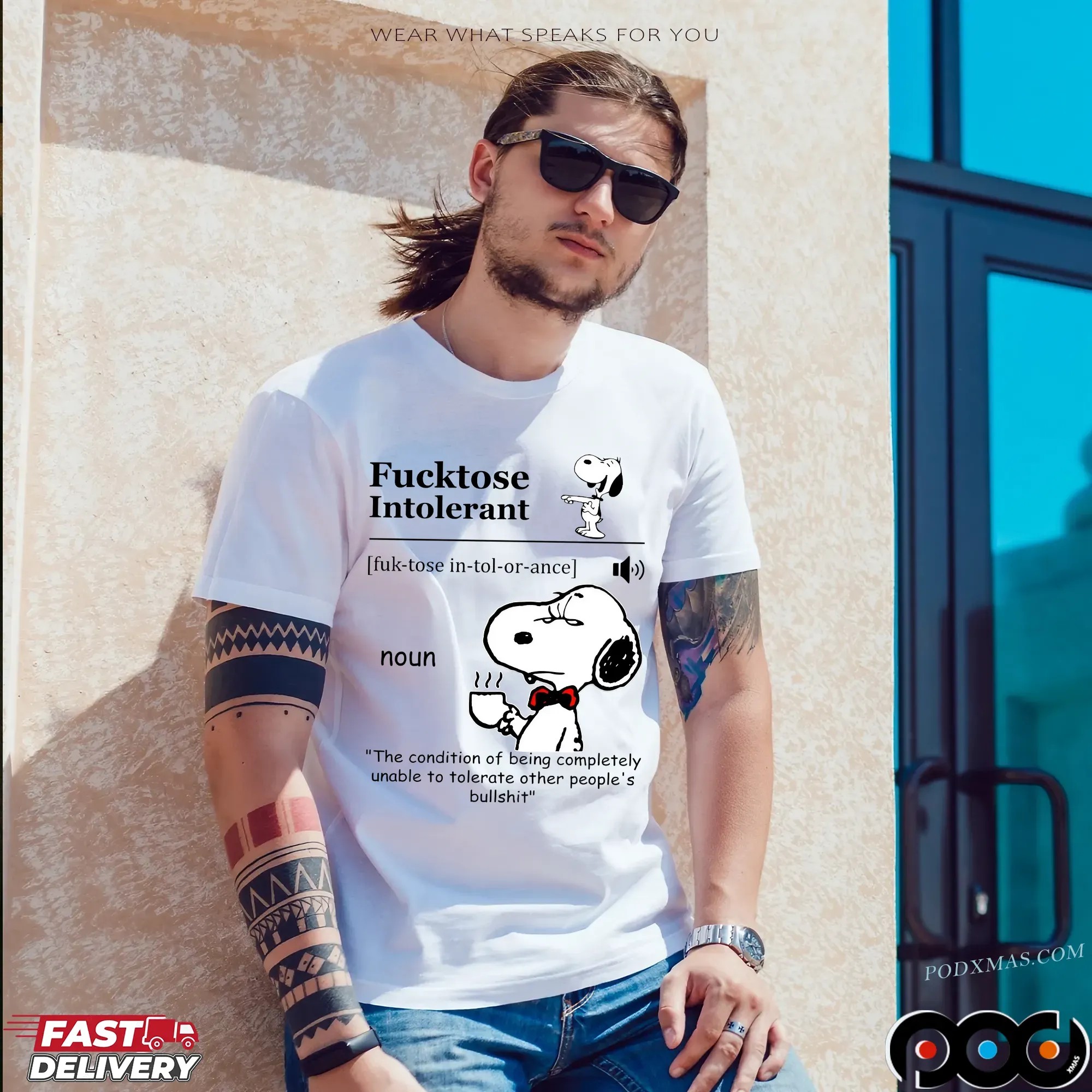Snoopy Fucktose Intolerant Definition Noun The Condition Of Being Completely Unable To Tolerate Other People's Bullshit T Shirt