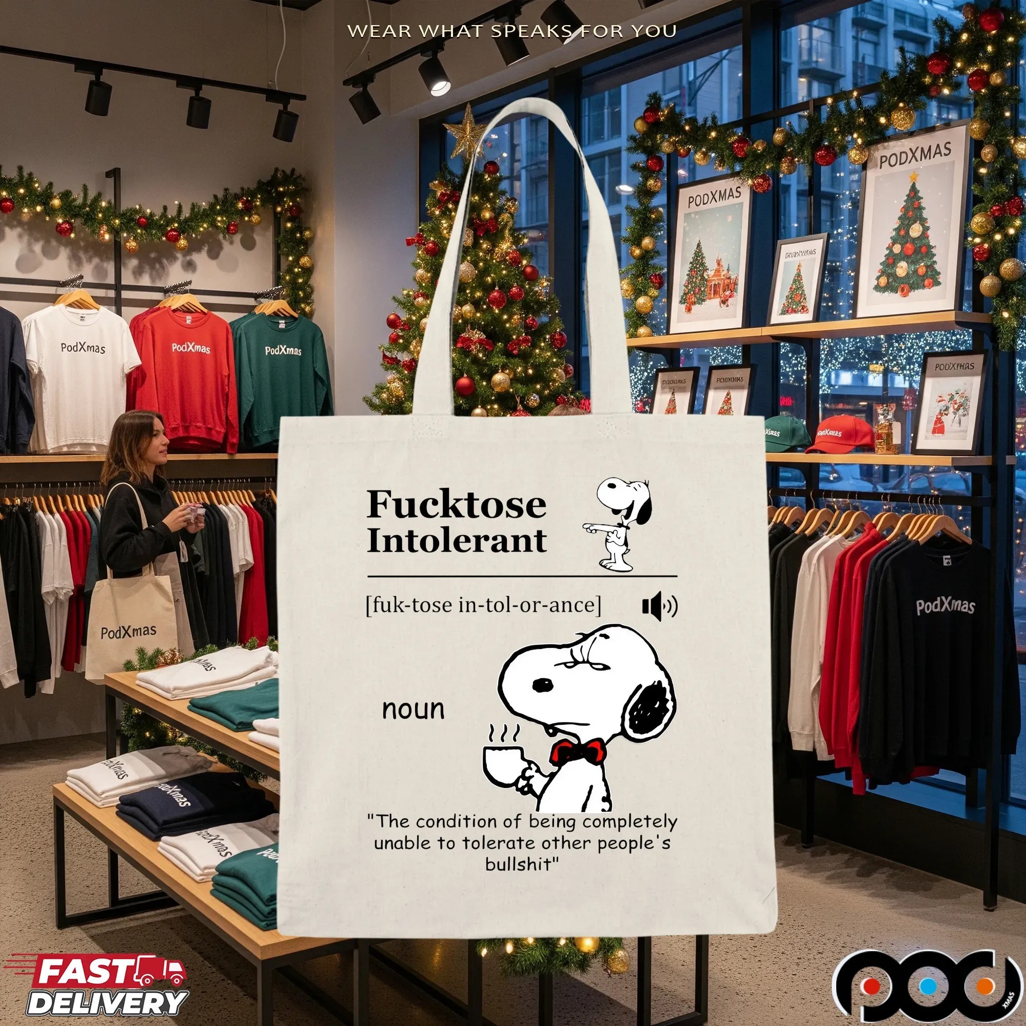 Snoopy Fucktose Intolerant Definition Noun The Condition Of Being Completely Unable To Tolerate Other People's Bullshit T Shirt