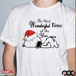 Snoopy Santa Hat The Most Wonderful Time Of The Year Christmas T Shirt