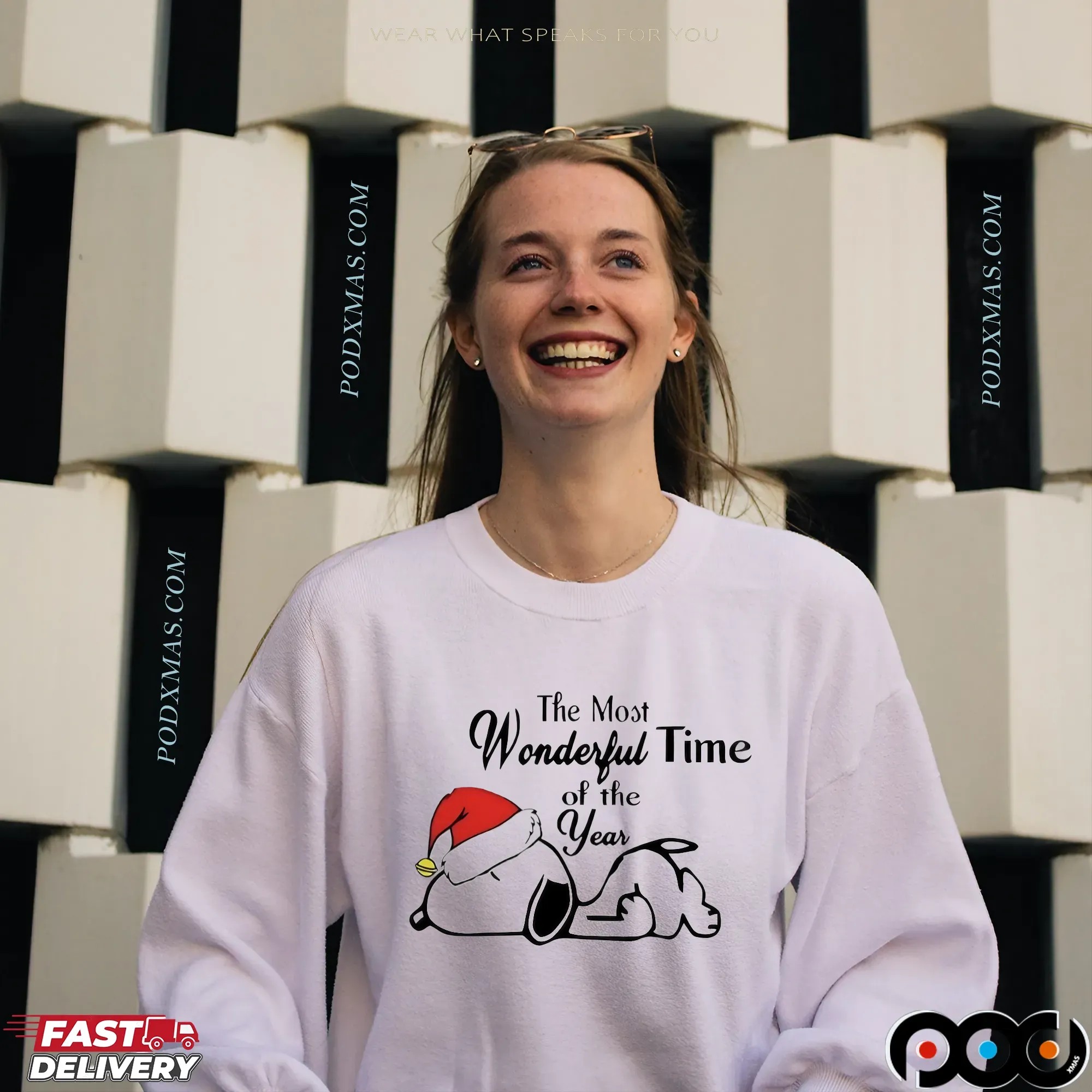 Snoopy Santa Hat The Most Wonderful Time Of The Year Christmas T Shirt