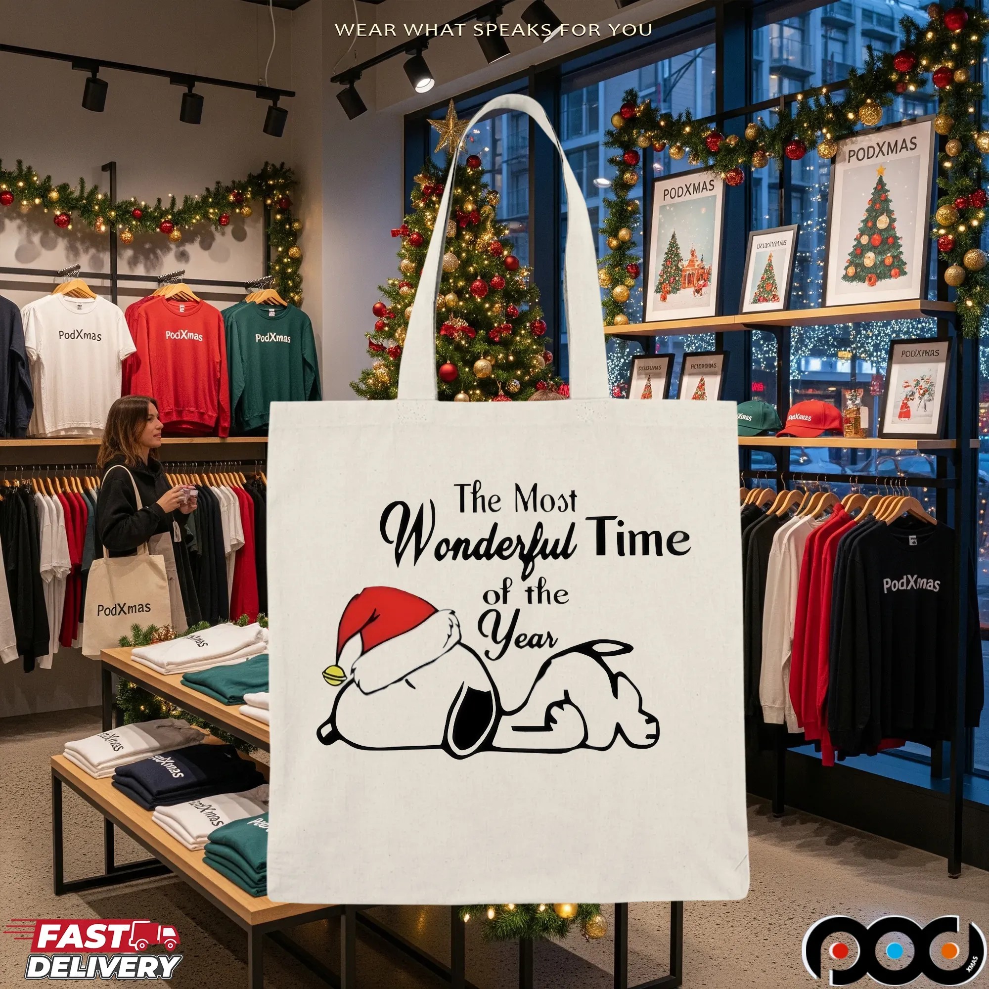 Snoopy Santa Hat The Most Wonderful Time Of The Year Christmas T Shirt