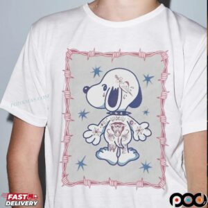 Snoopy Tattoo Barbed Wire T Shirt