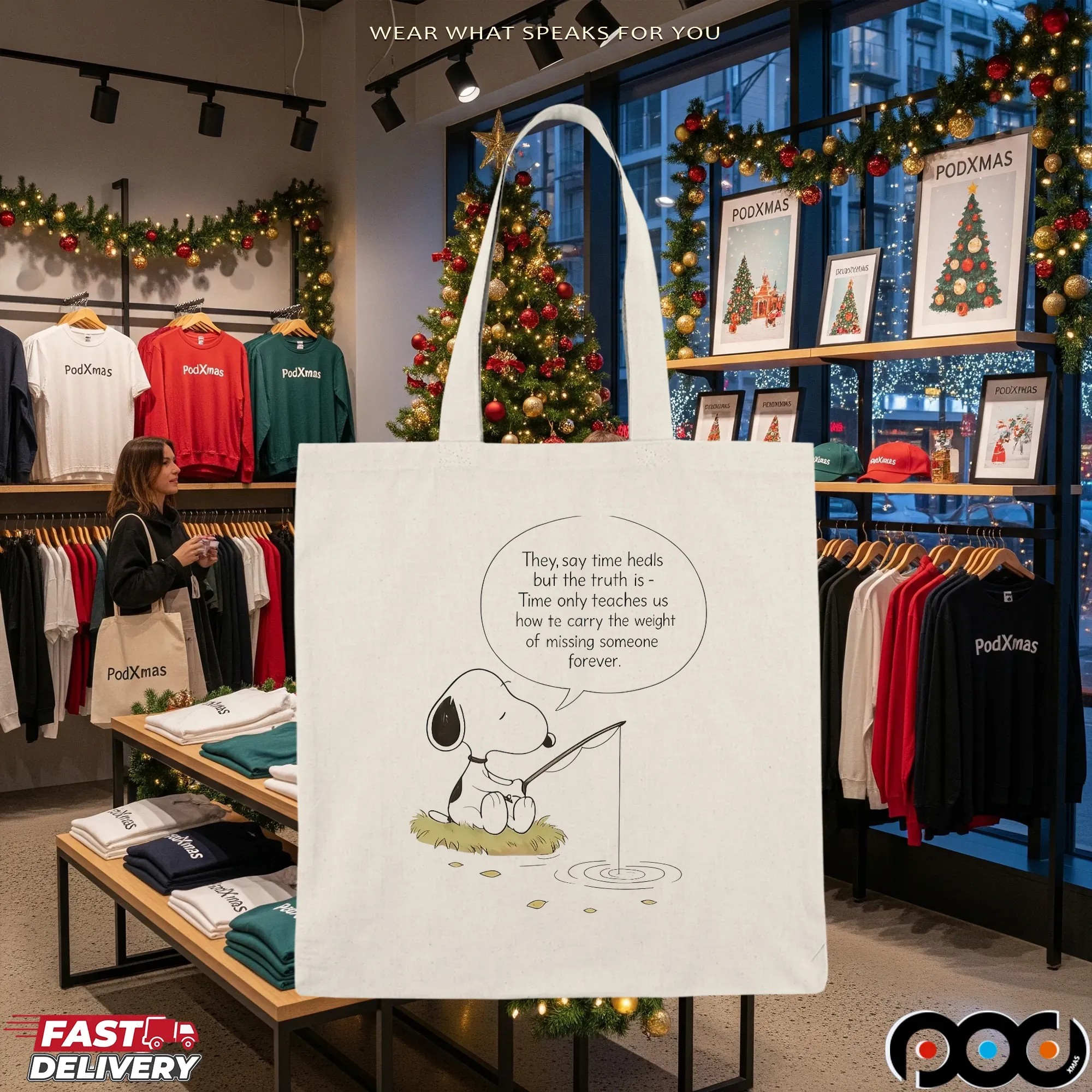 Snoopy The Peanuts Fishing They Say Time Heals But The Truth Is Time Aunty Teaches Us How Te Carry The Weight Of Missing Someone Forever T Shirt