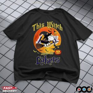 Snoopy This Witch Loves The Los Angeles Lakers Halloween T Shirt
