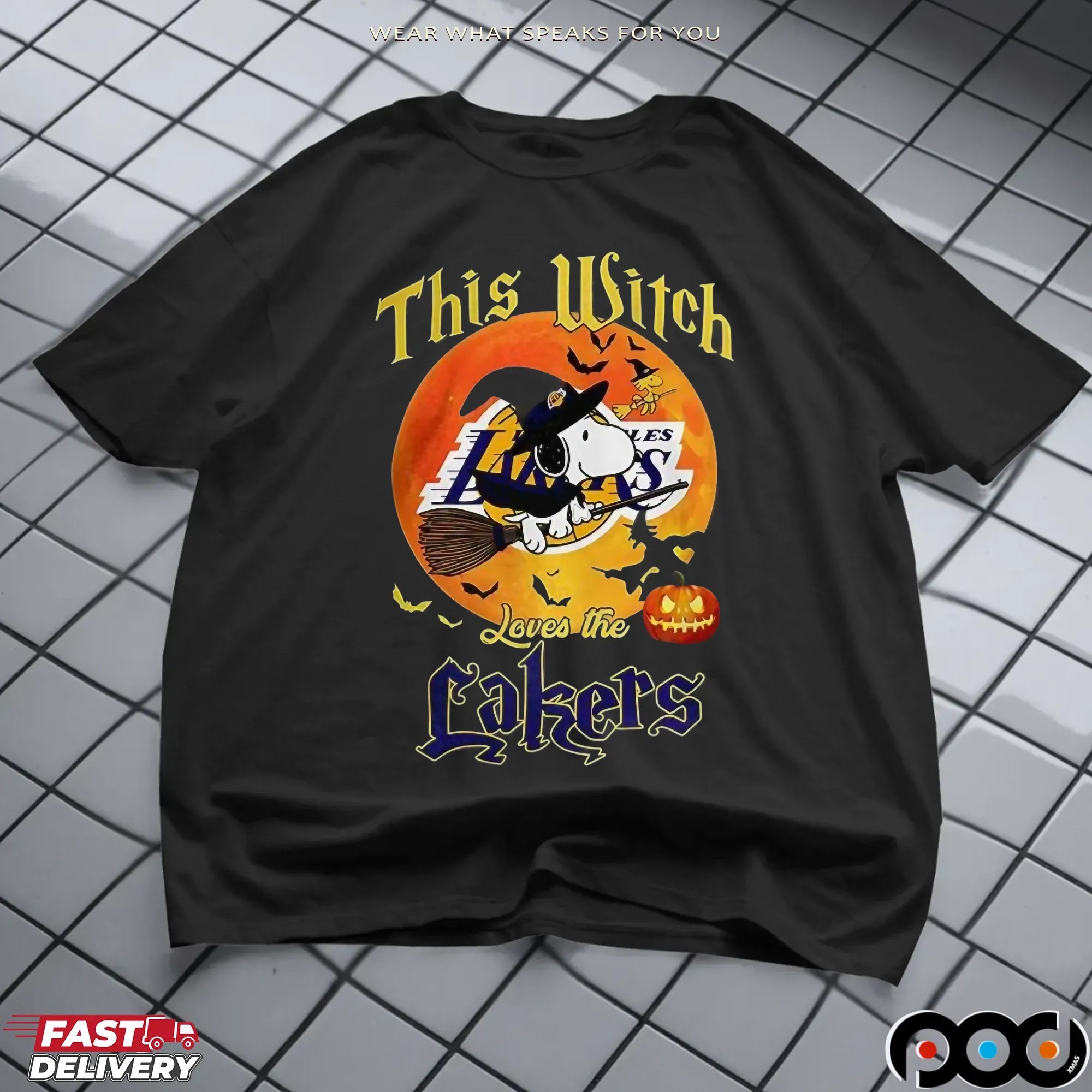 Snoopy This Witch Loves The Los Angeles Lakers Halloween T Shirt
