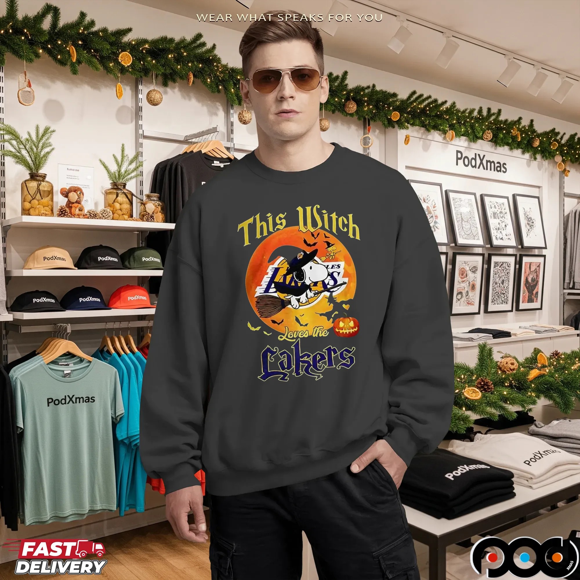 Snoopy This Witch Loves The Los Angeles Lakers Halloween T Shirt