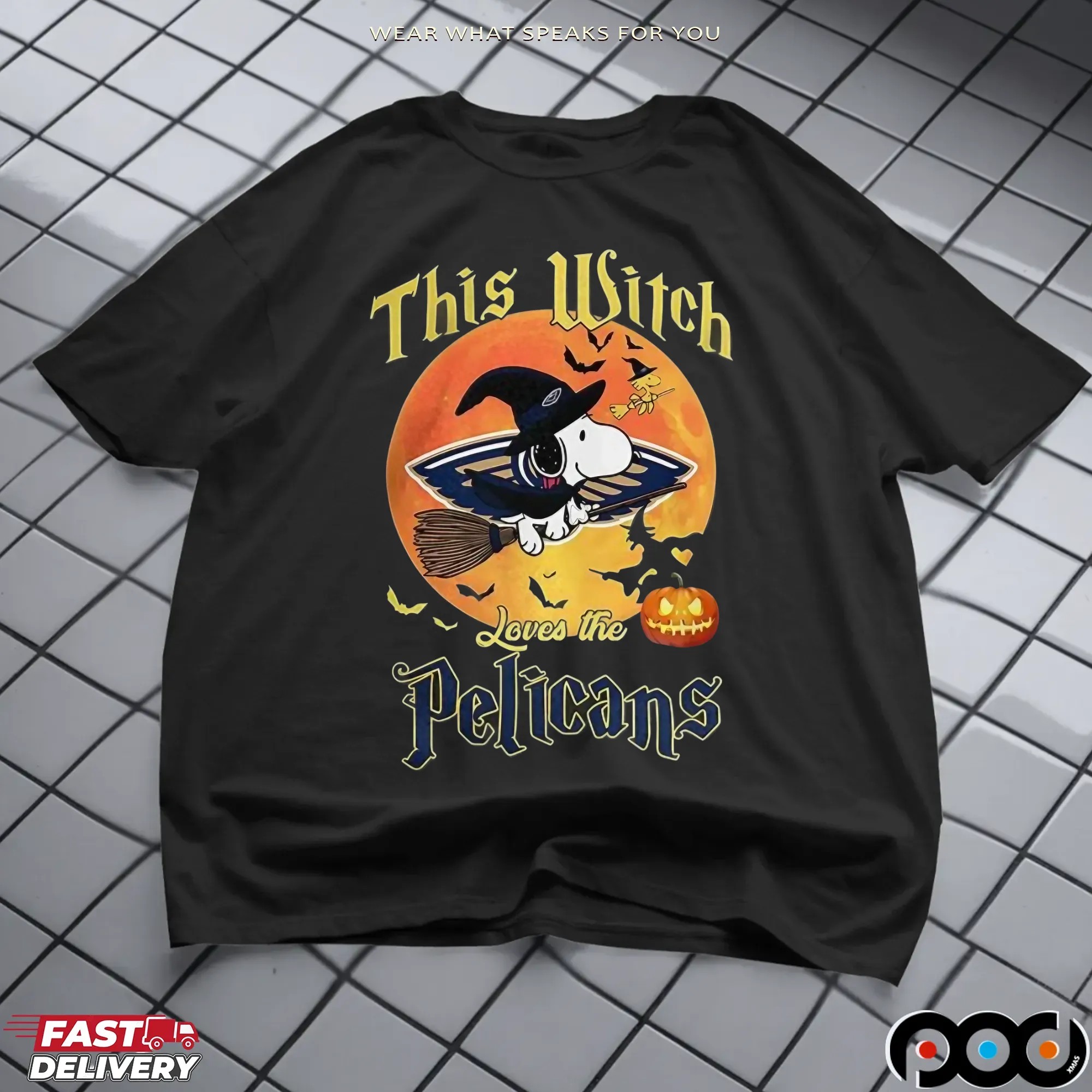 Snoopy This Witch Loves The New Orleans Pelicans Halloween The Peanuts Mashup T Shirt