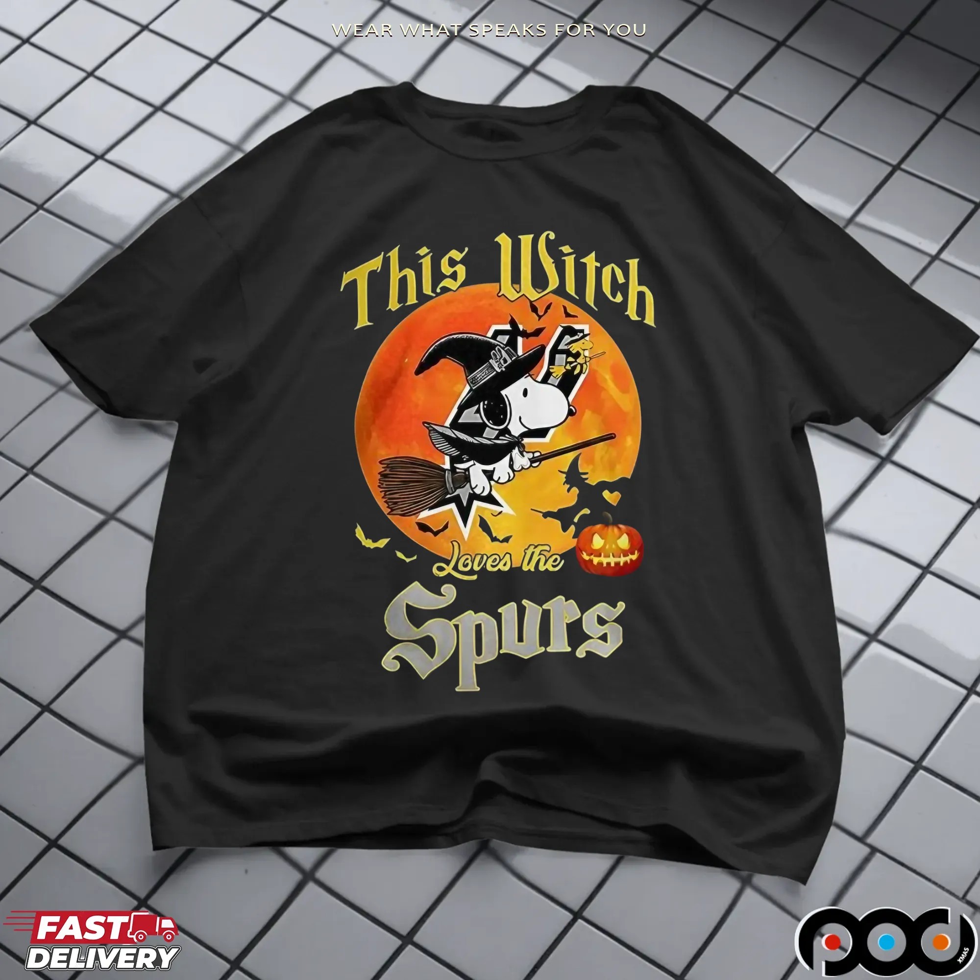 Snoopy This Witch Loves The San Antonio Spurs Halloween T Shirt