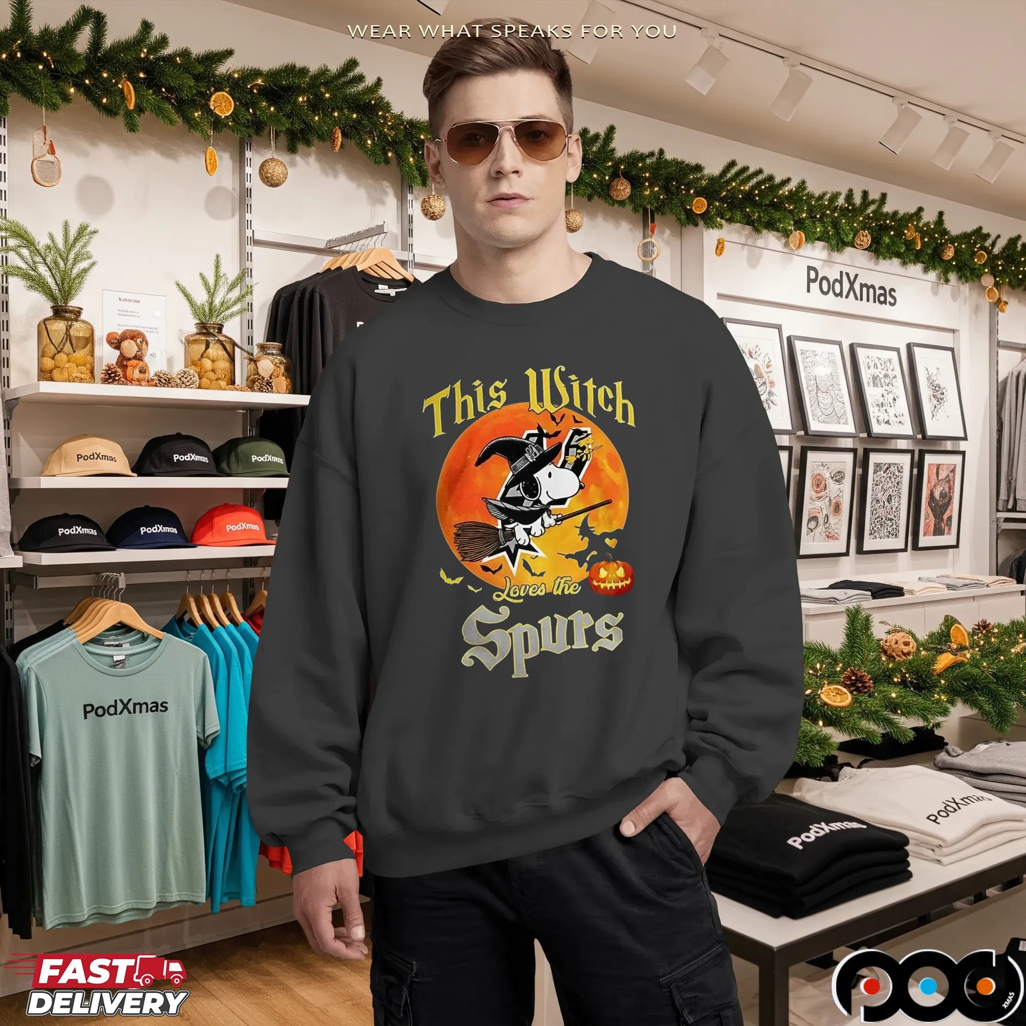 Snoopy This Witch Loves The San Antonio Spurs Halloween T Shirt