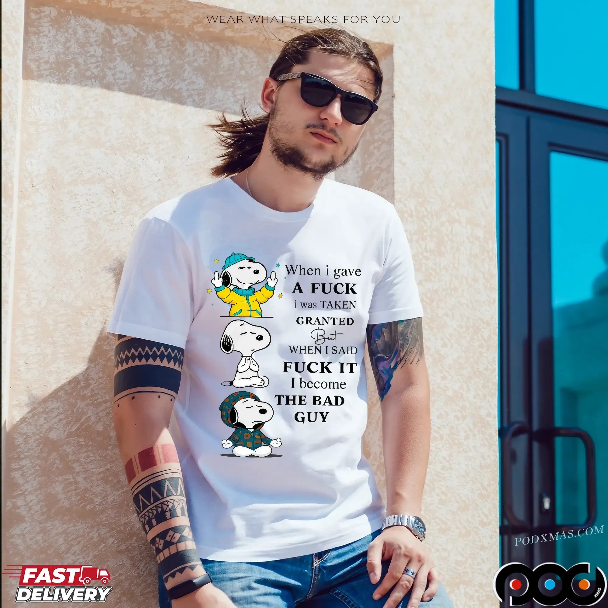 Snoopy When I Gave A Fuck I Was Taken Granted But When I Said Fuck It I Become The Bad Guy T Shirt