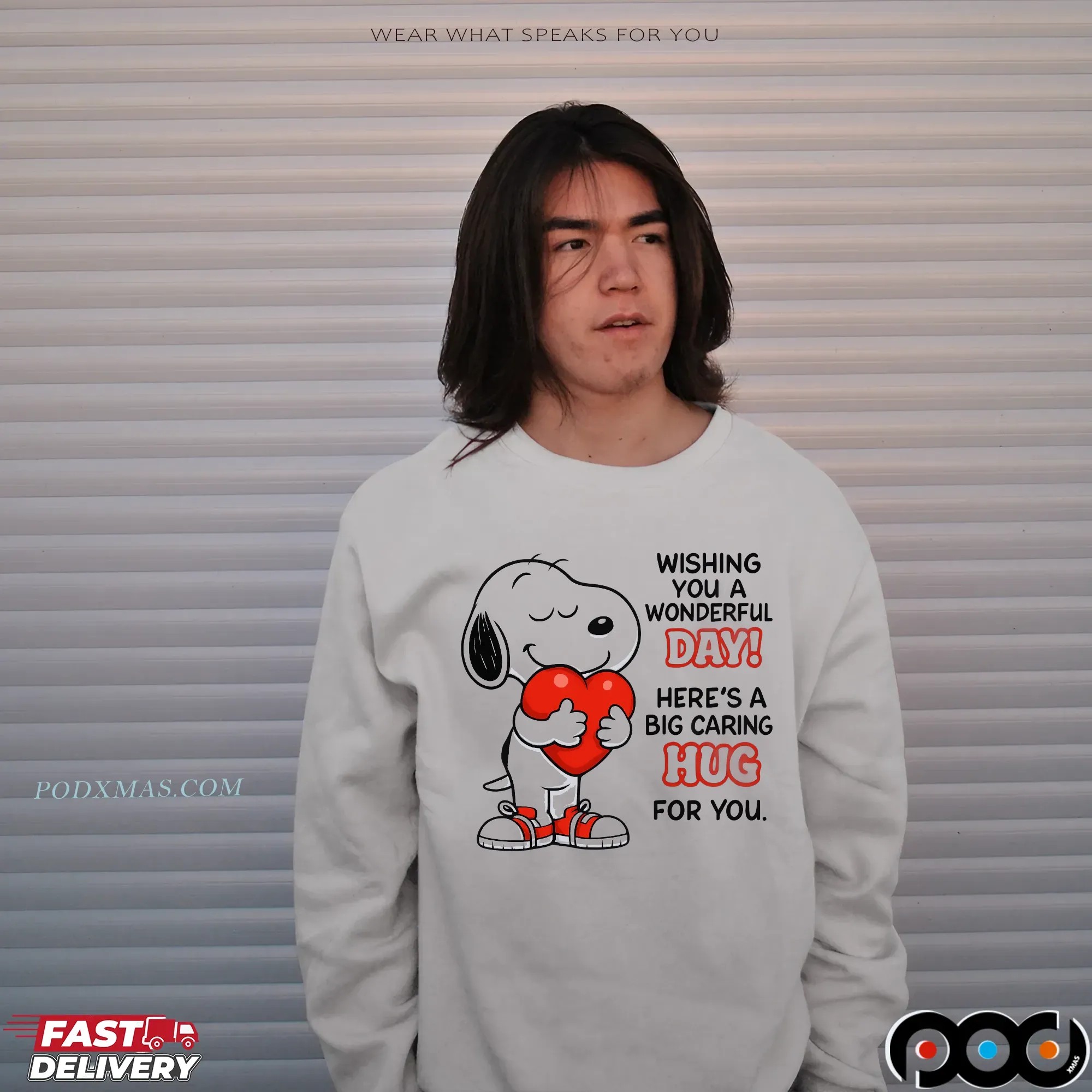Snoopy Wishing You A Wonderful Day Here’s A Big Caring Hug For You Statement T Shirt