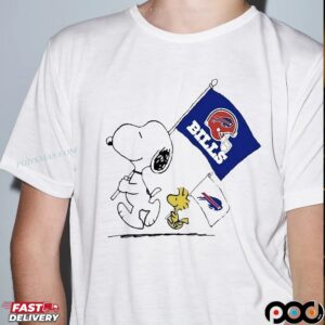Snoopy and Woodstock Peanuts Buffalo Bills NFL Graphic T Shirt