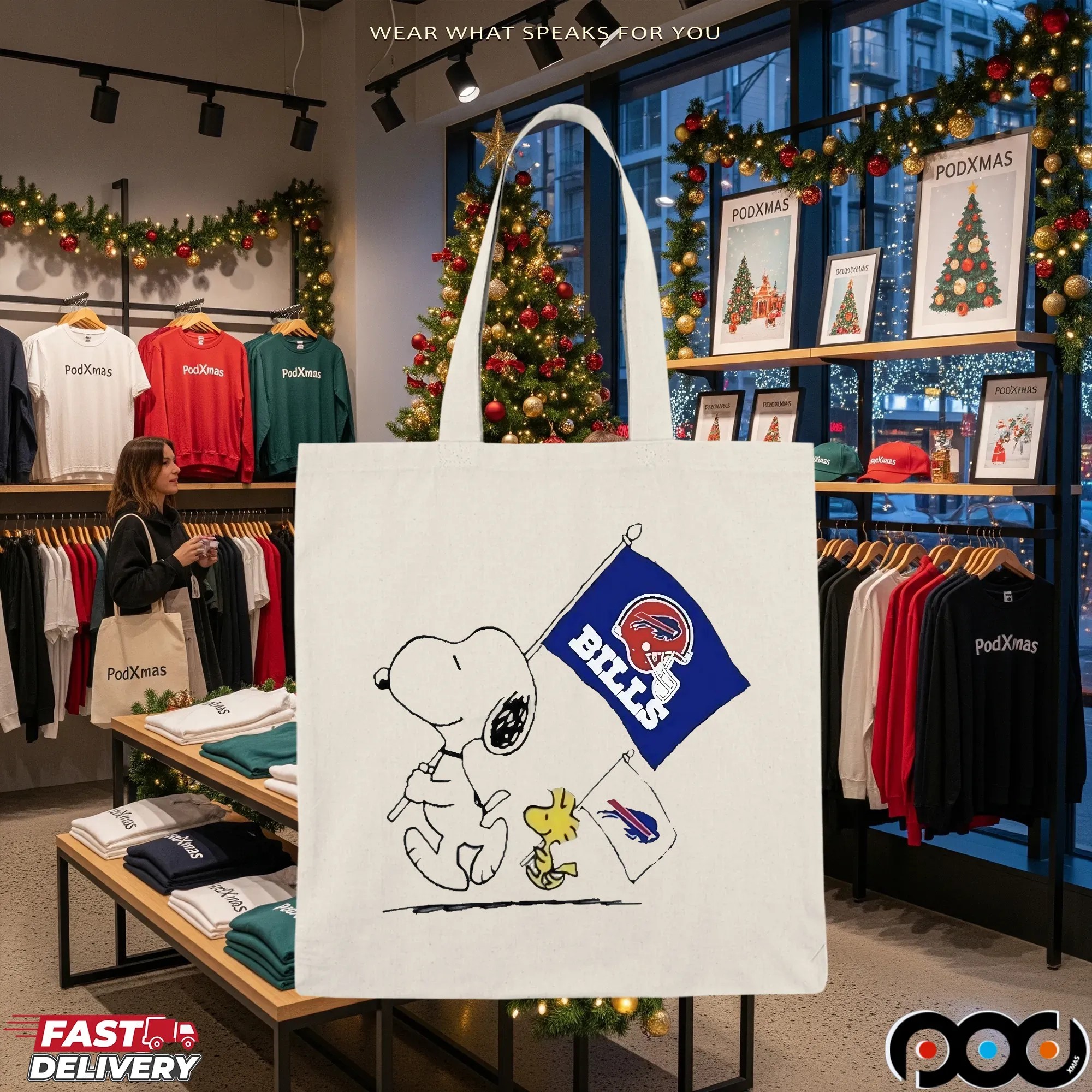 Snoopy and Woodstock Peanuts Buffalo Bills NFL Graphic T Shirt