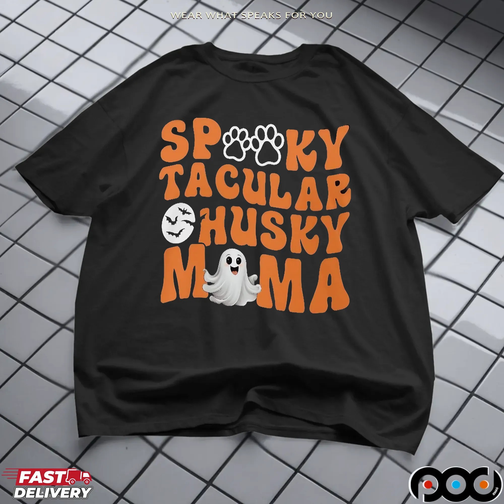 Spooky Tacular Husky Mama Cute Ghost Halloween T Shirt