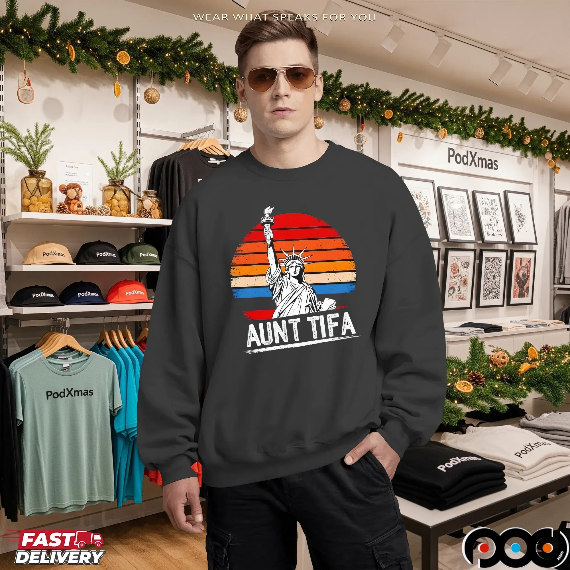 Statue Of Liberty Aunt Tifa Protest Movement Retro T Shirt