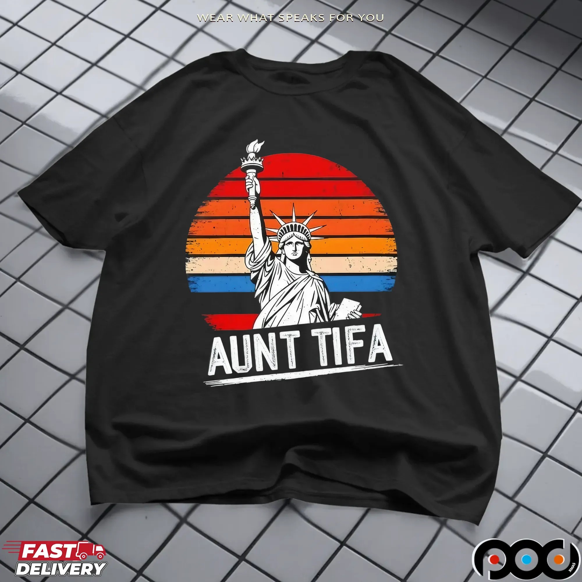 Statue Of Liberty Aunt Tifa Protest Movement Retro T Shirt
