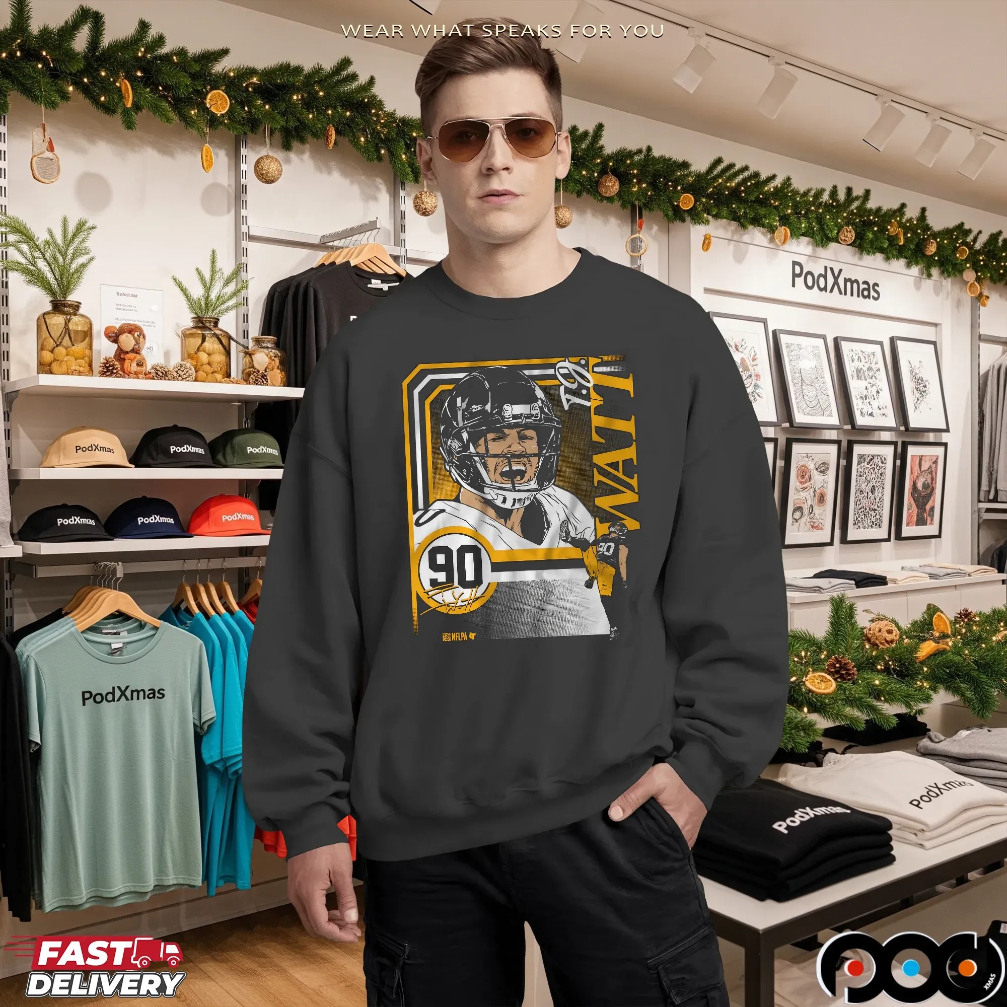 T J Watt Pittsburgh Steelers Collage Frame T Shirt