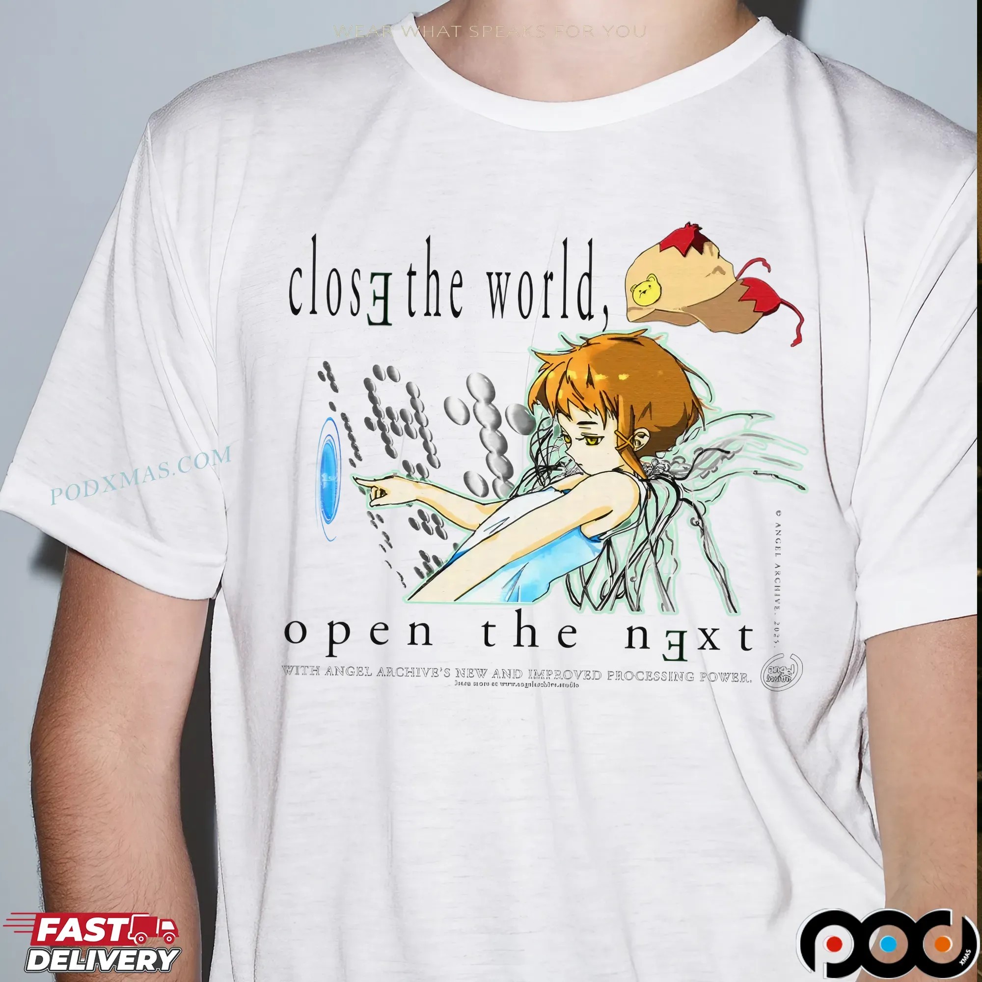 Tethered Close the World Open the Next Serial Experiments Lain Angel T Shirt