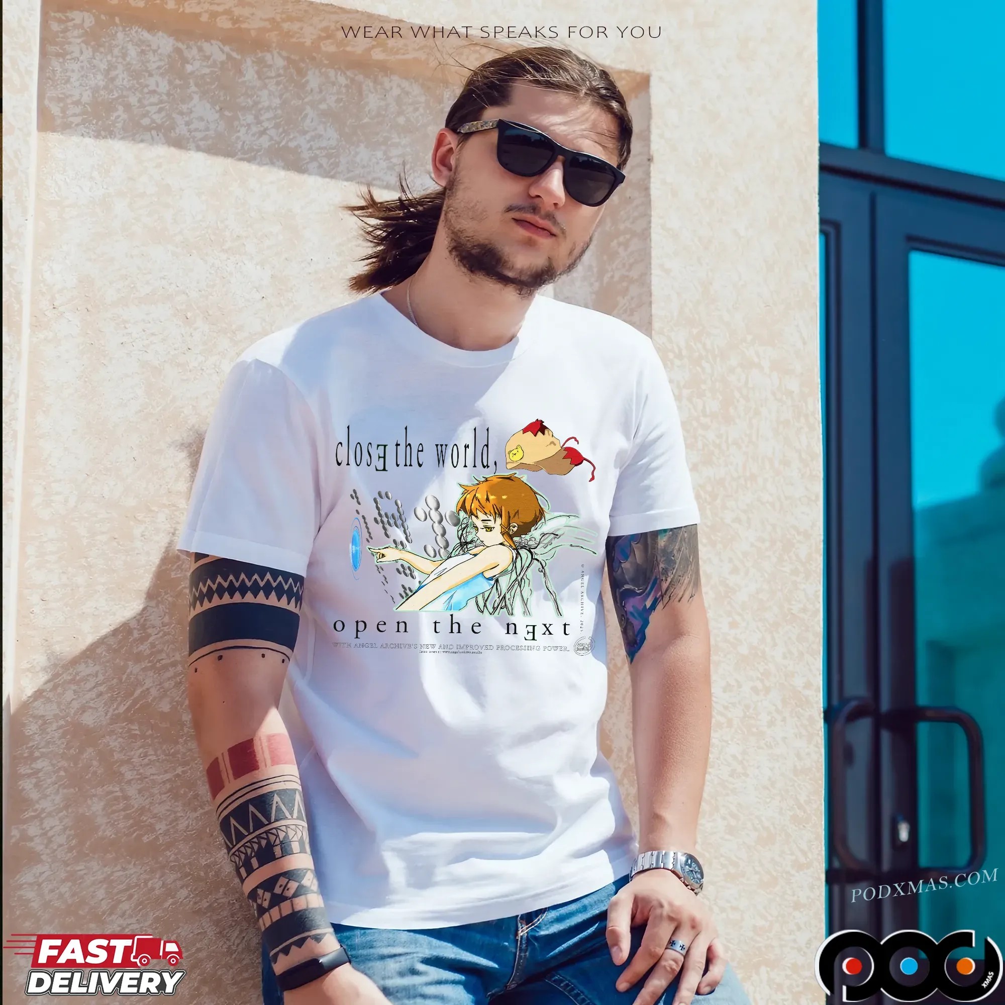 Tethered Close the World Open the Next Serial Experiments Lain Angel T Shirt