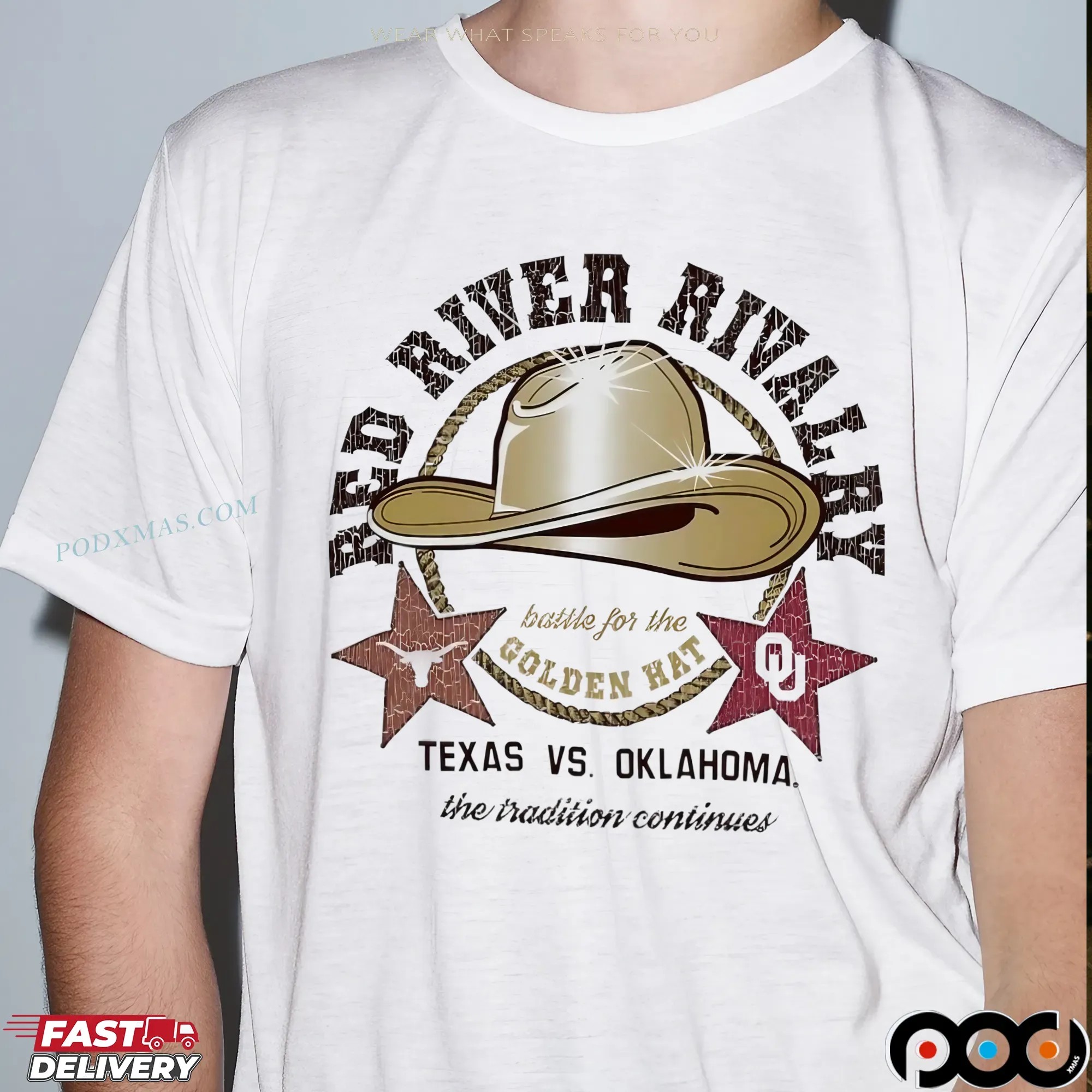 Texas Longhorns vs Oklahoma Sooners Red River Rivalry Battle Of The Hat T Shirt