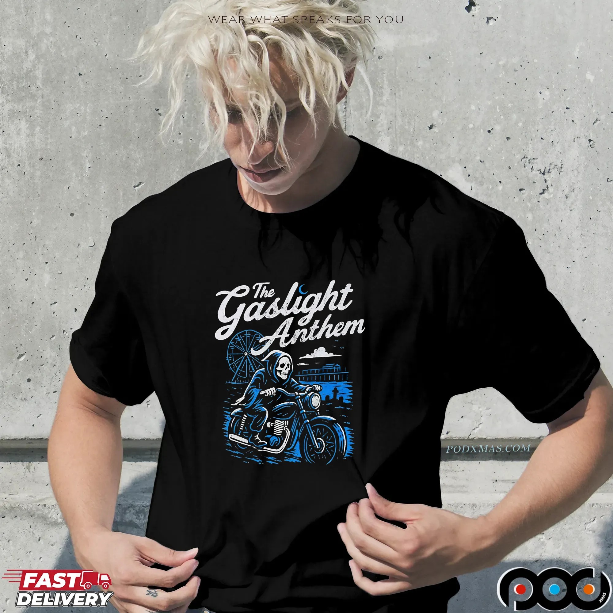 The Gaslight Anthem Grim Reaper Motorcycle T-Shirt