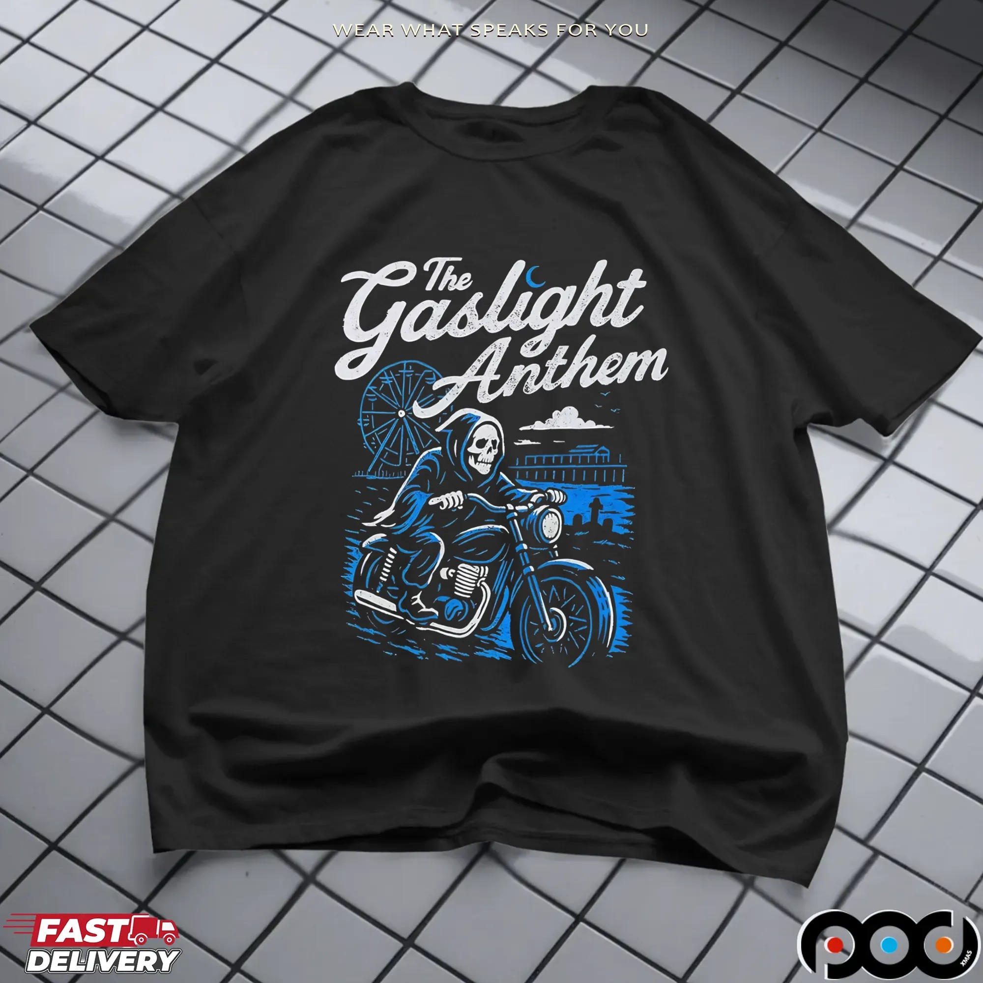 The Gaslight Anthem Grim Reaper Motorcycle T-Shirt