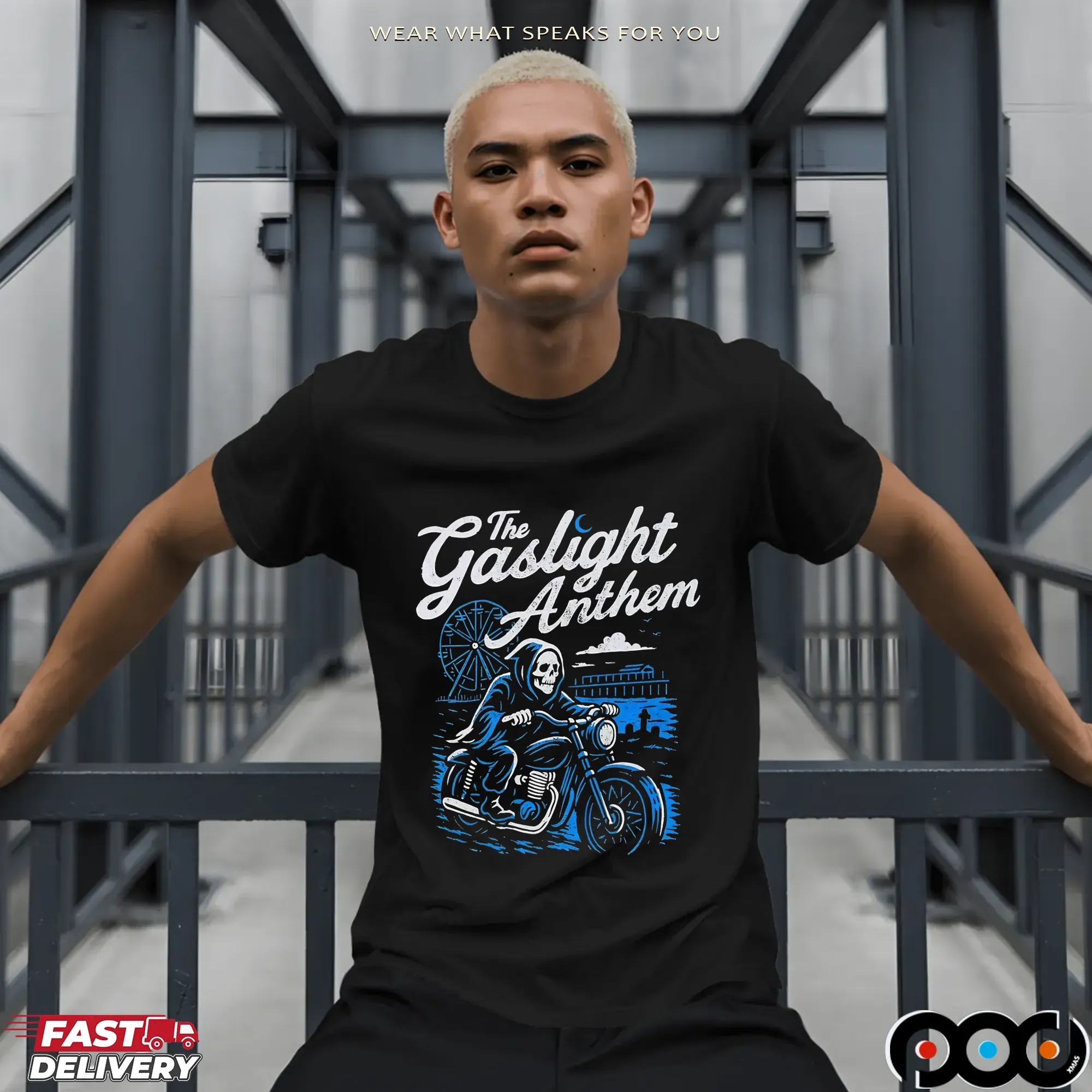 The Gaslight Anthem Grim Reaper Motorcycle T-Shirt