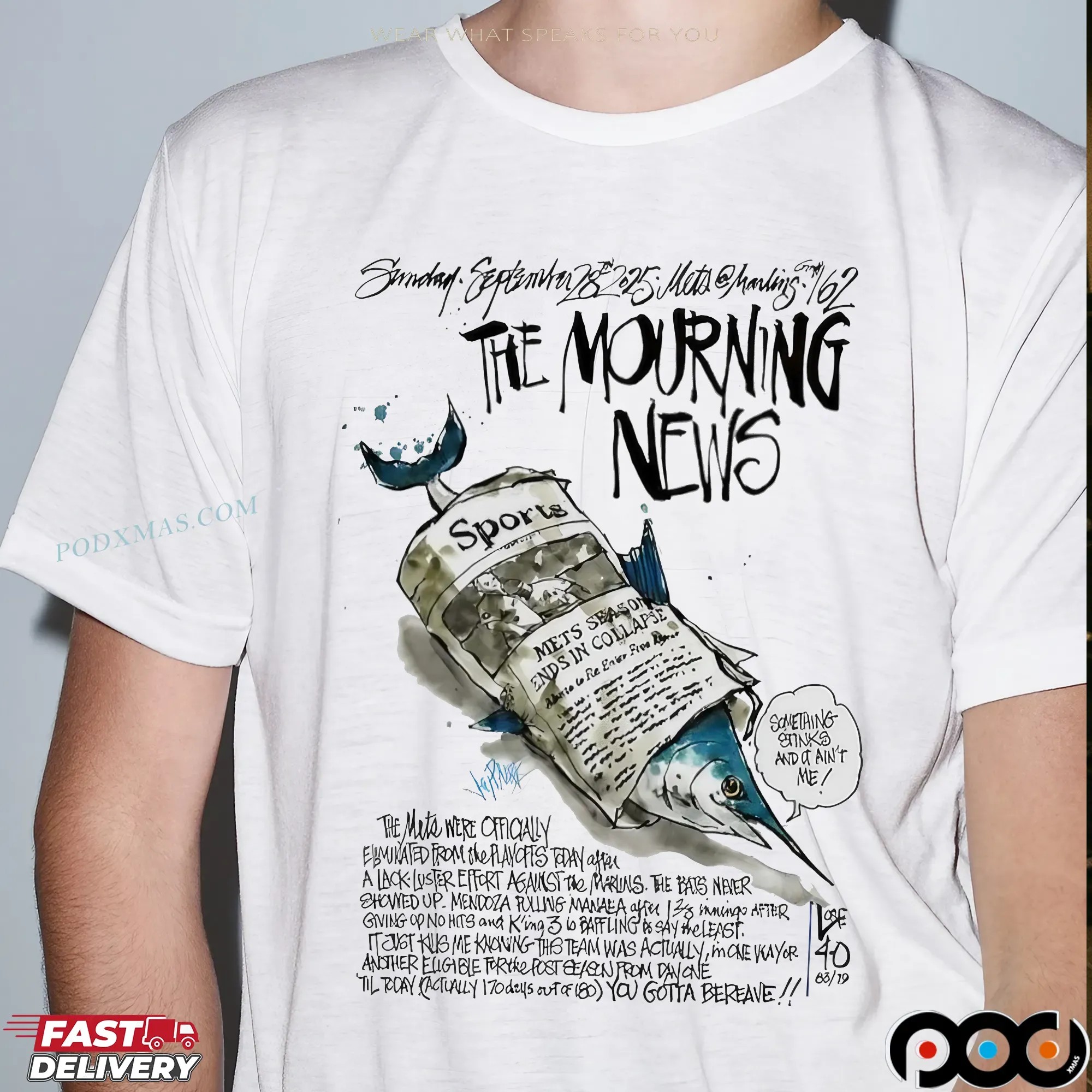 The Mourning News Collapse New York Mets Vs Miami Marlins Baseball 2025 T Shirt