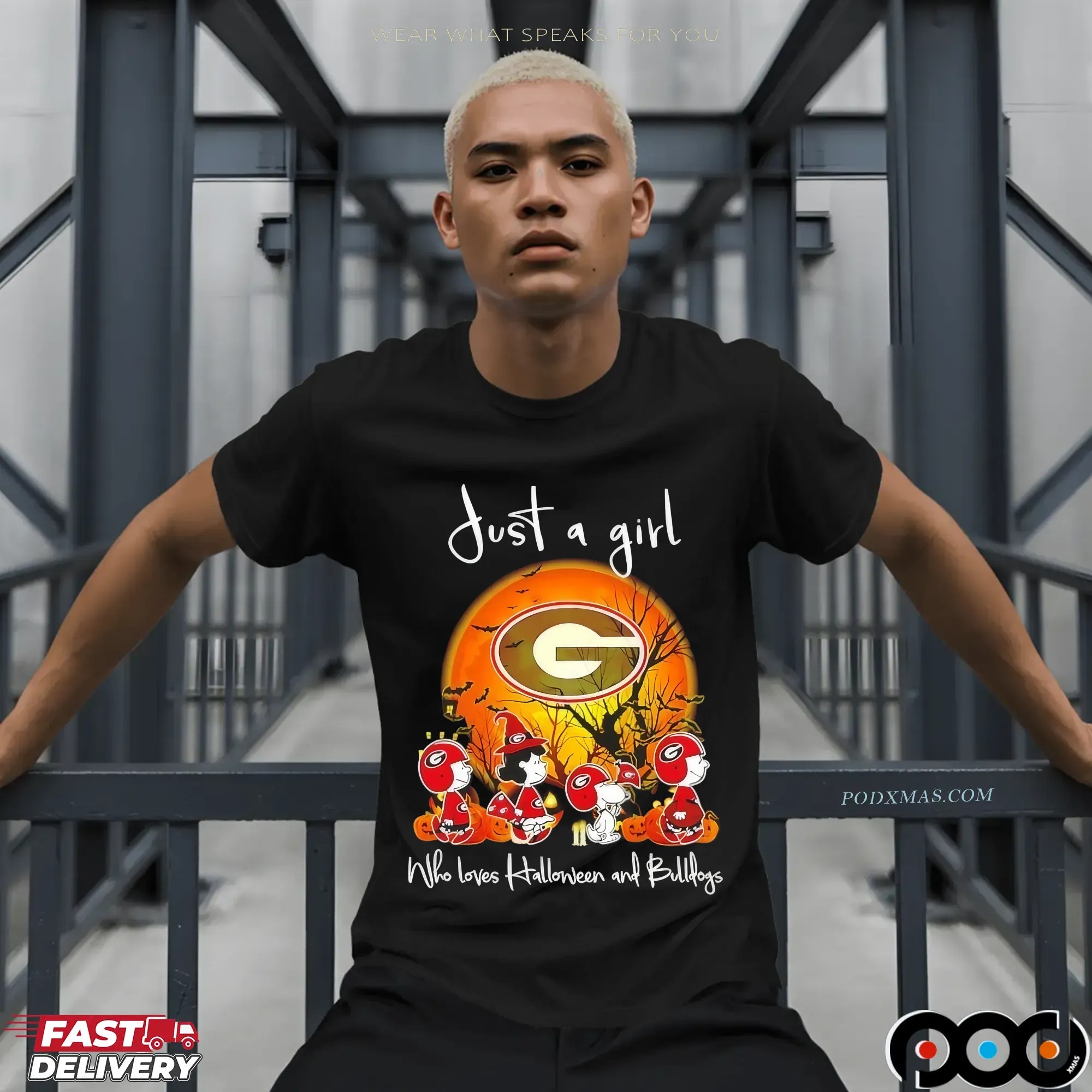 The Peanuts Just A Girl Who Loves Halloween And Georgia Bulldogs Halloween T Shirt