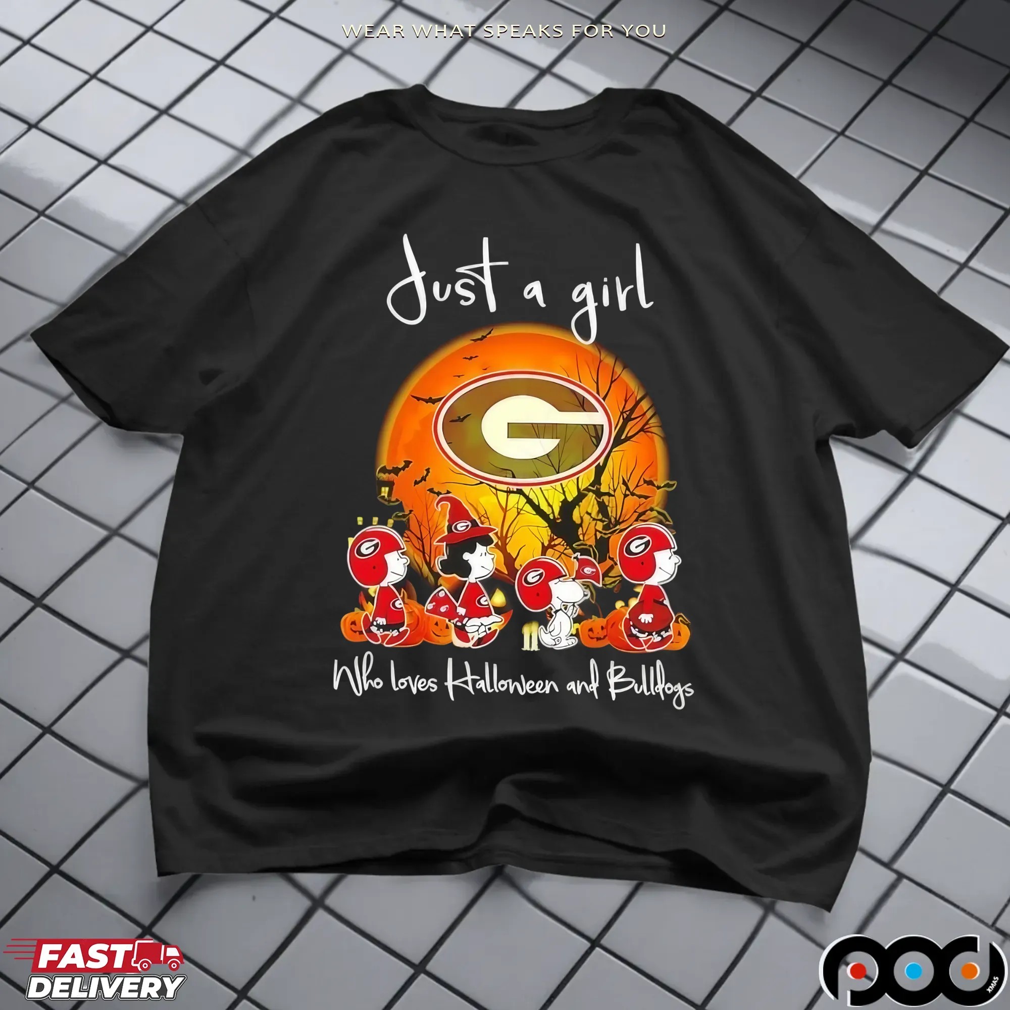 The Peanuts Just A Girl Who Loves Halloween And Georgia Bulldogs Halloween T Shirt