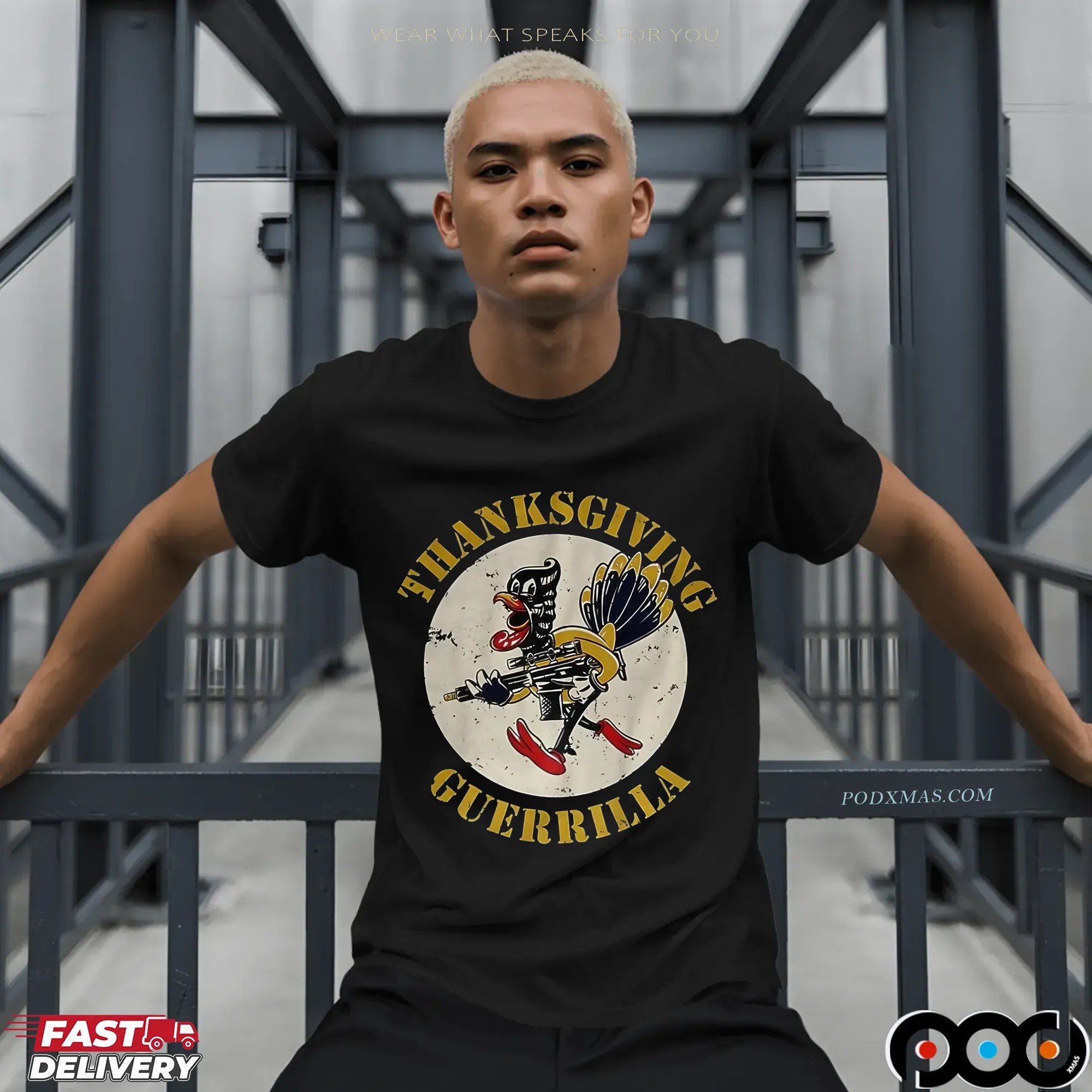 Turkey The Fat Electrician Thanksgiving Guerrilla T Shirt