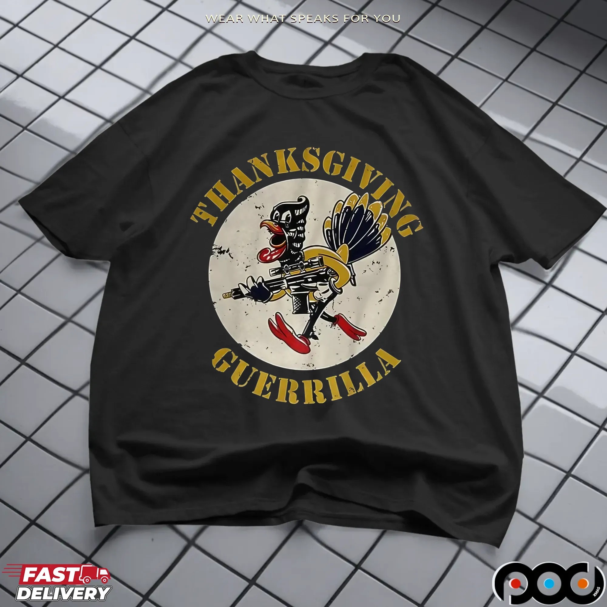 Turkey The Fat Electrician Thanksgiving Guerrilla T Shirt