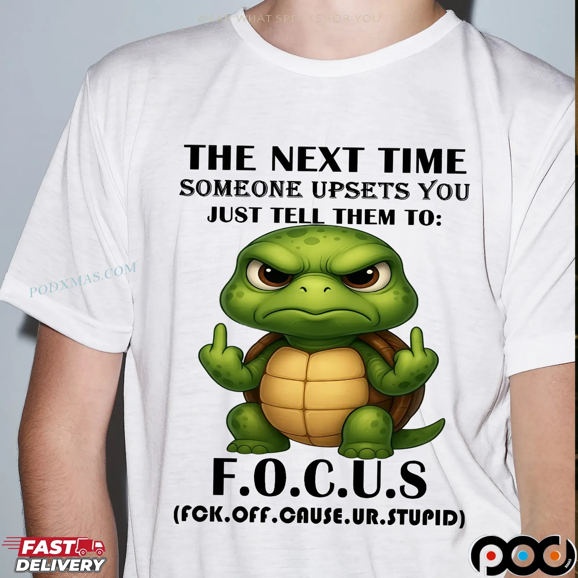 Turtle The Next Time Someone Upsets You Just Tell Them To Focus (Fuck Off Cause Ur Stupid) Meme T Shirt
