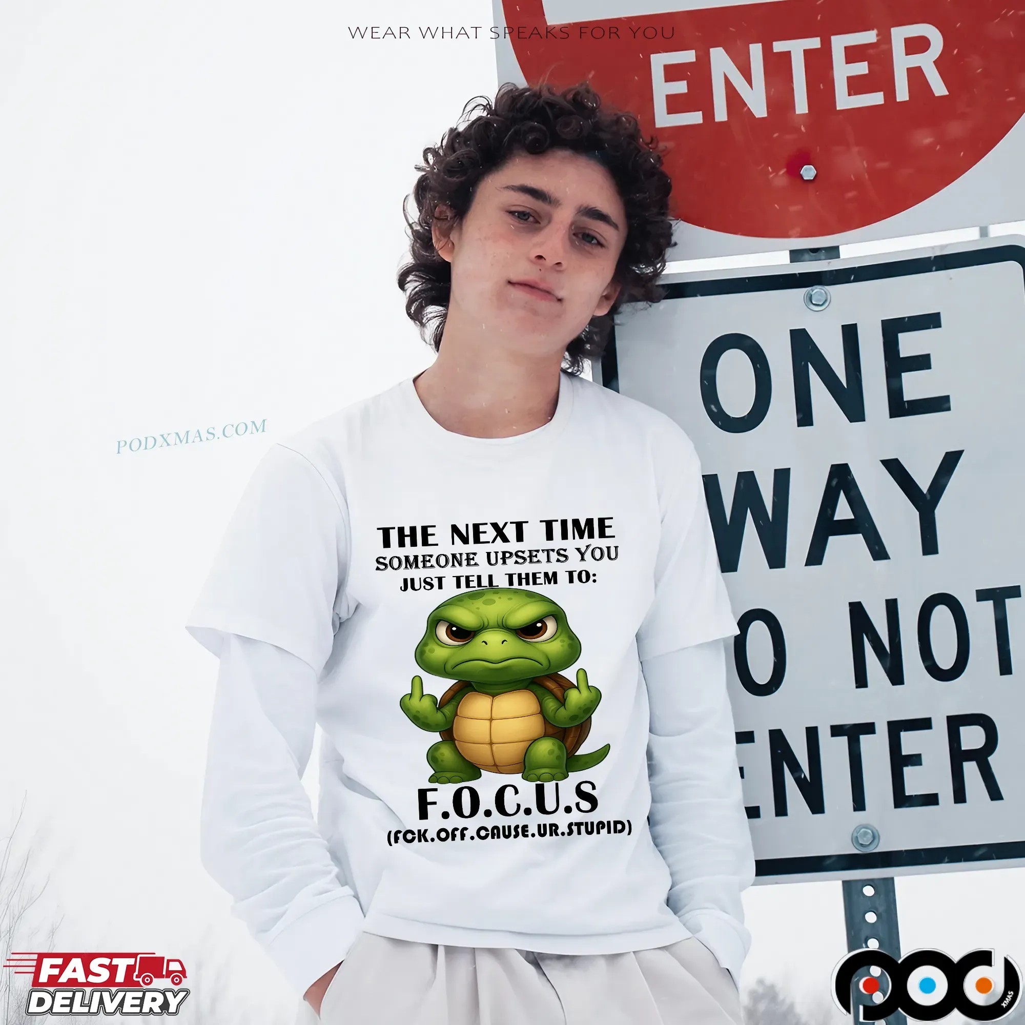 Turtle The Next Time Someone Upsets You Just Tell Them To Focus (Fuck Off Cause Ur Stupid) Meme T Shirt
