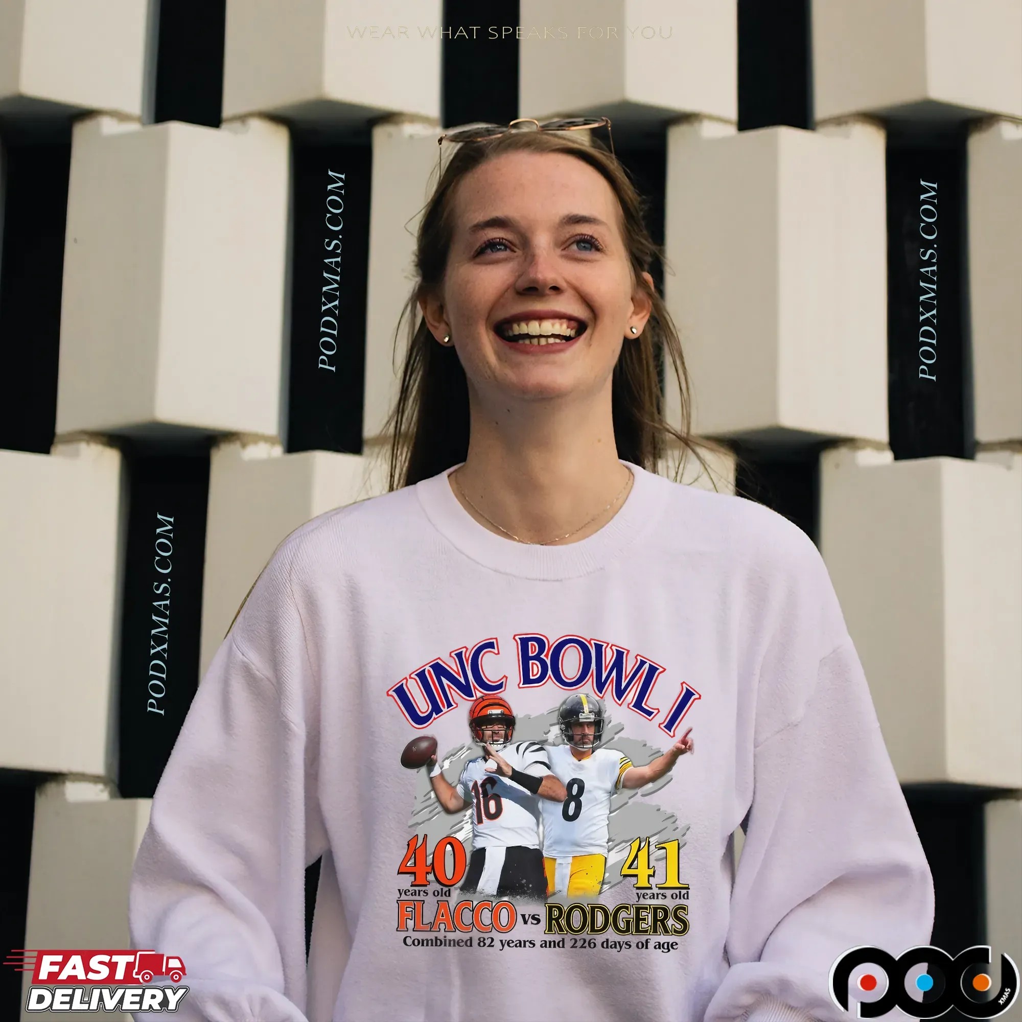 Unc Bowl I Flacco Vs Rodgers Combined 82 Years And 226 Days Of Age Graphic T Shirt