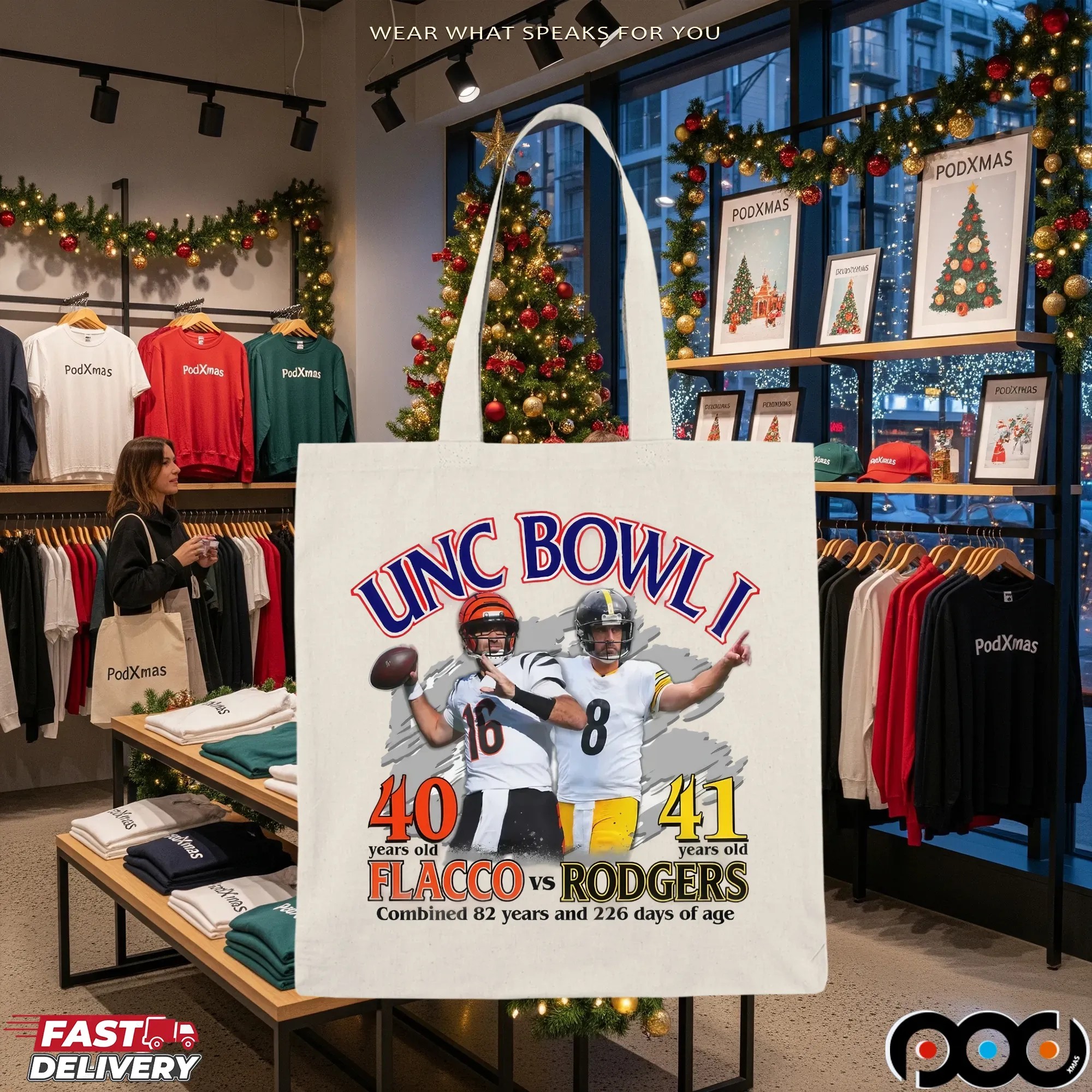Unc Bowl I Flacco Vs Rodgers Combined 82 Years And 226 Days Of Age Graphic T Shirt
