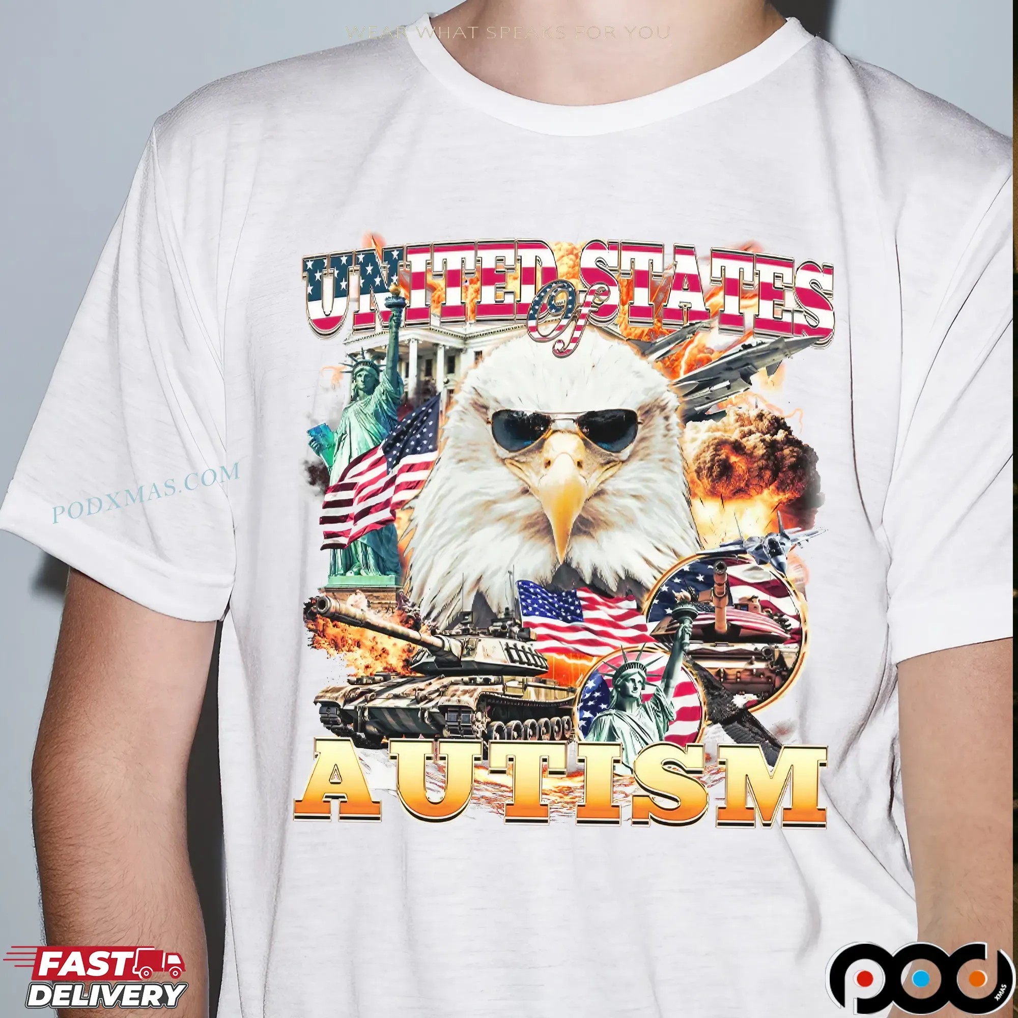 United States Of Autism Eagle USA T Shirt