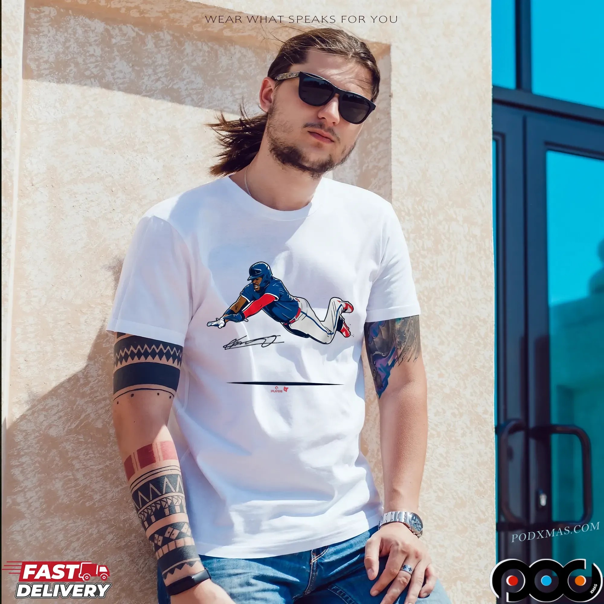Vladimir Guerrero Jr Super Vlad Flying Slide T Shirt