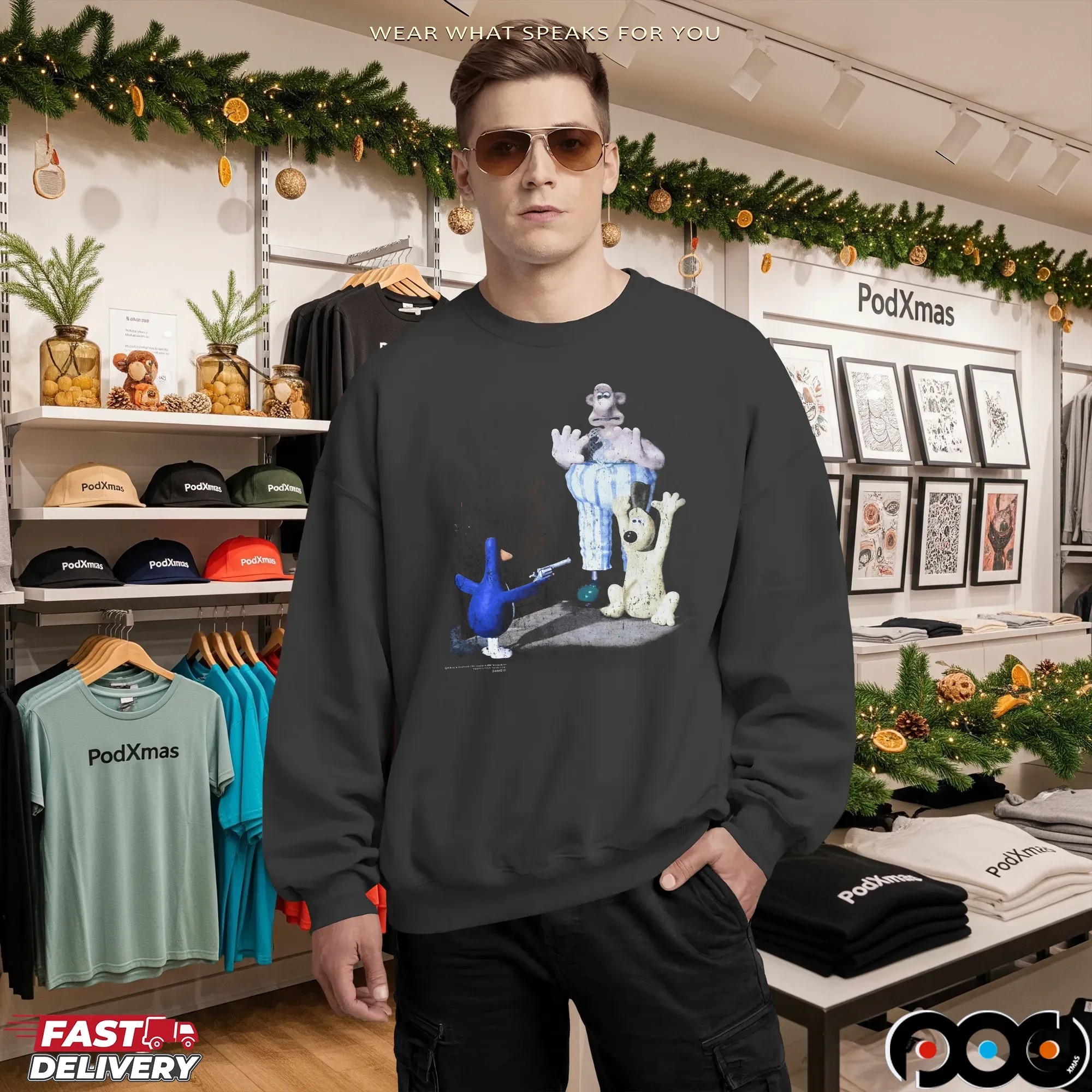 Wallace And Gromit Feathers Mcgraw Wrong Trousers Movie Scene T Shirt