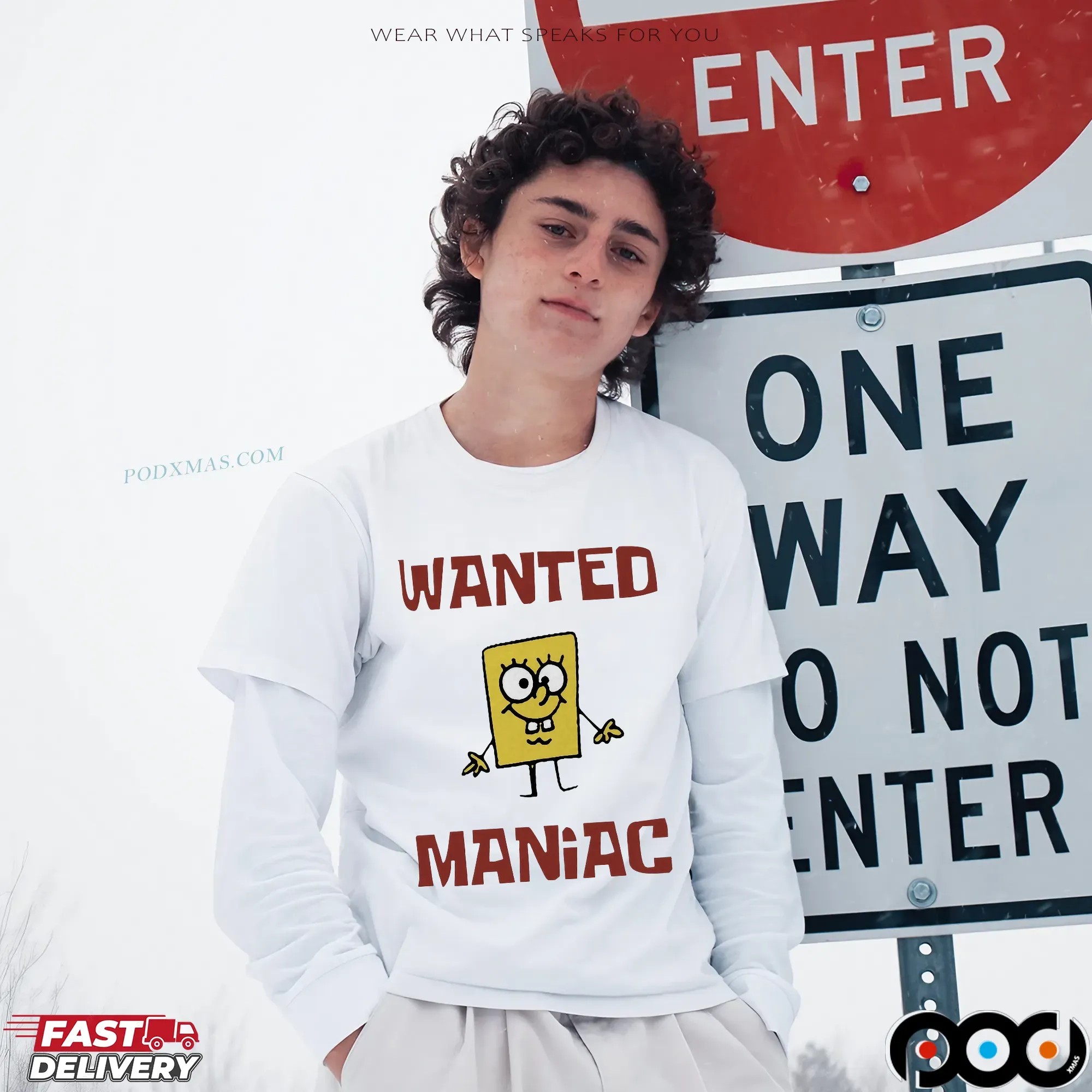 Wanted Maniac Cartoon Sponge Cartoon Parody T Shirt